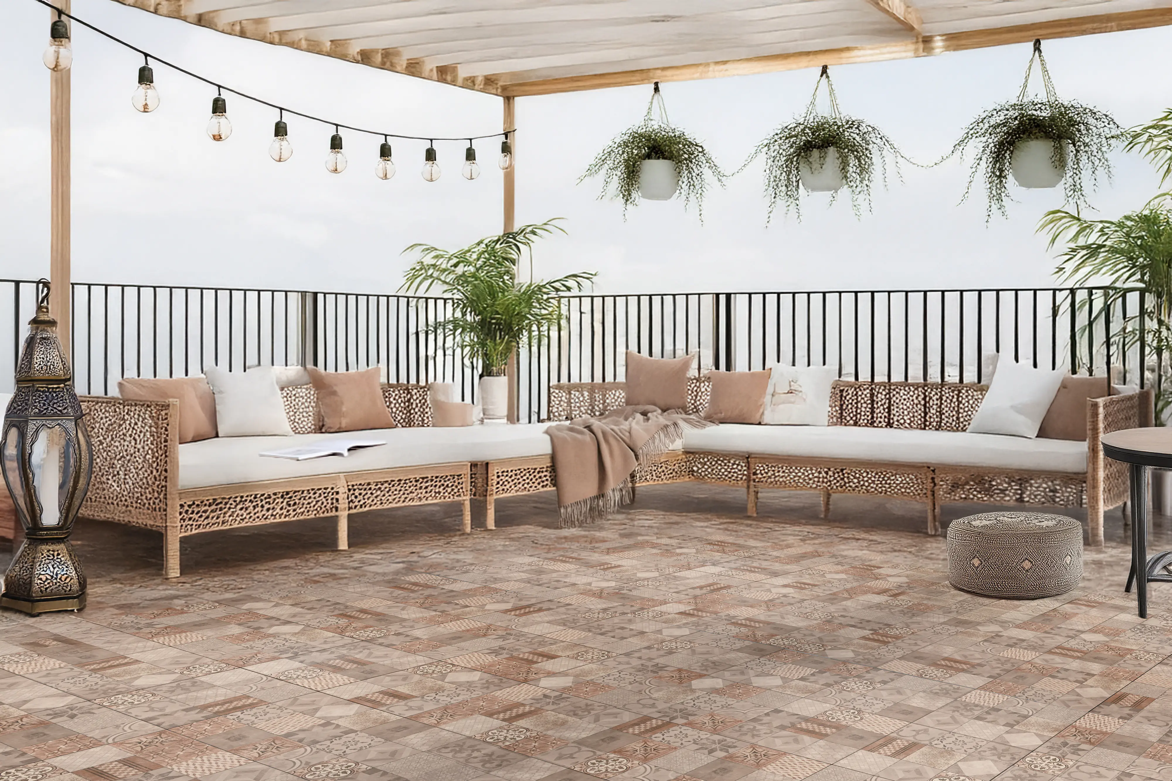 EHL Terrassenplatte Mosaik 60 x 60 x 4 cm braun beige