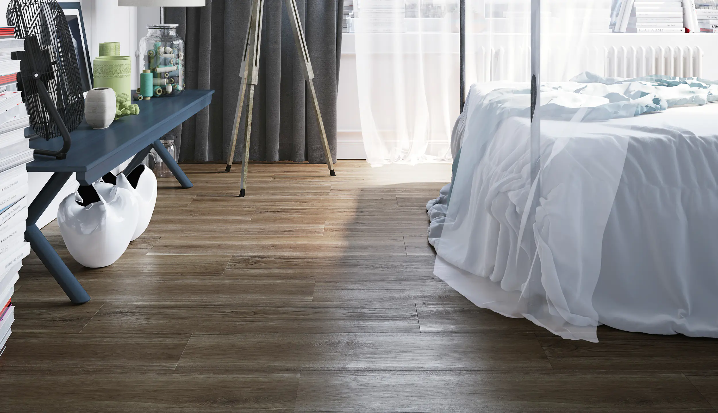 Bodenfliese Feinsteinzeug Oak 22,5 x 90 cm braun