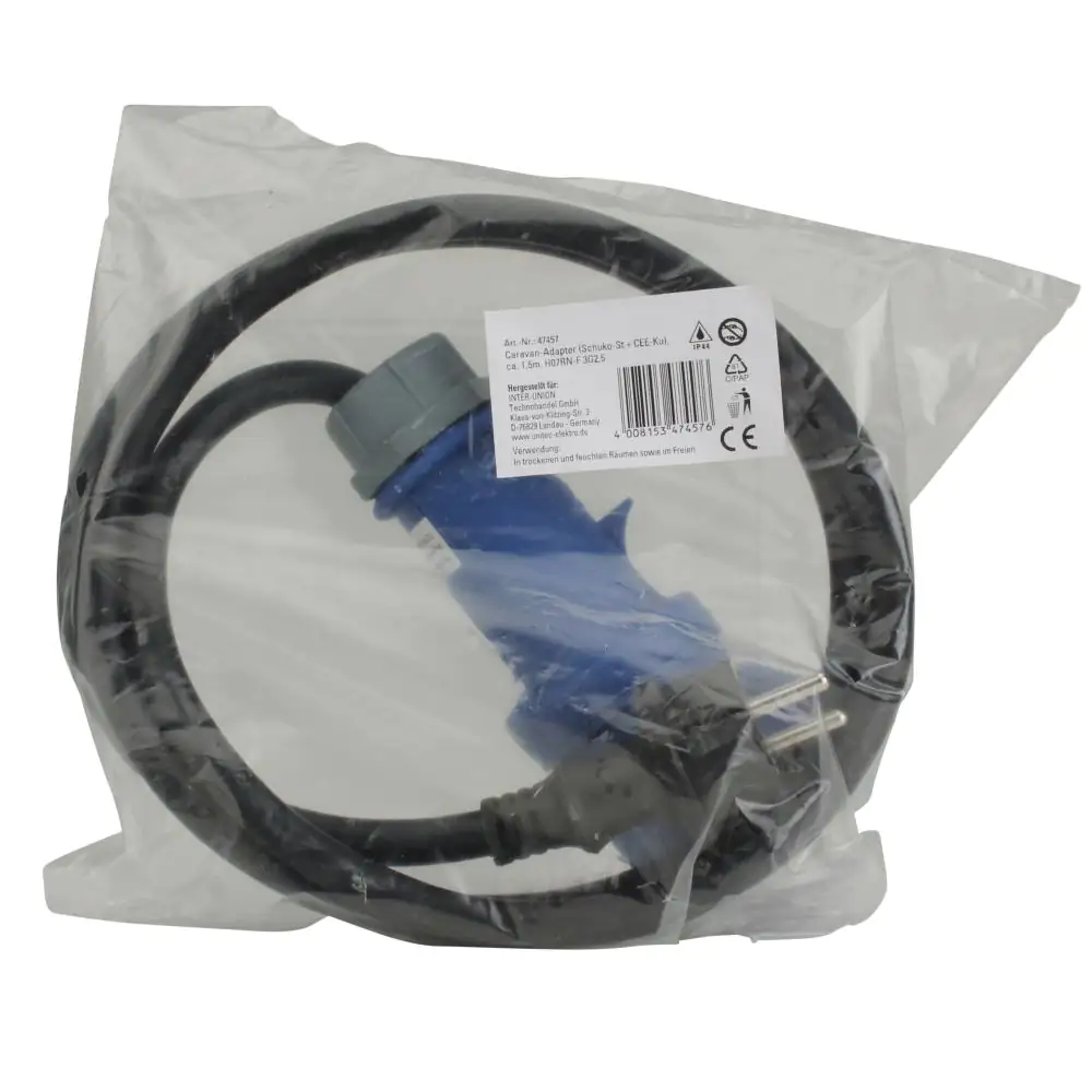 Caravan-CEE-Adapter 16A H07RN-F3G2,5 1,5m blau
