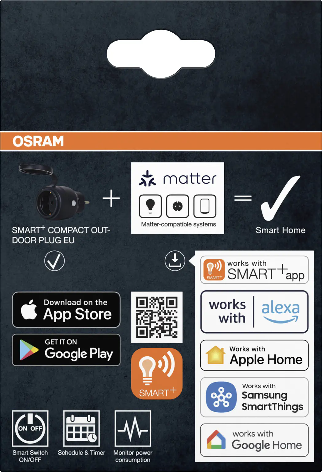 Osram Außensteckdose SMART+ WiFi Matter Compact EU Schwarz