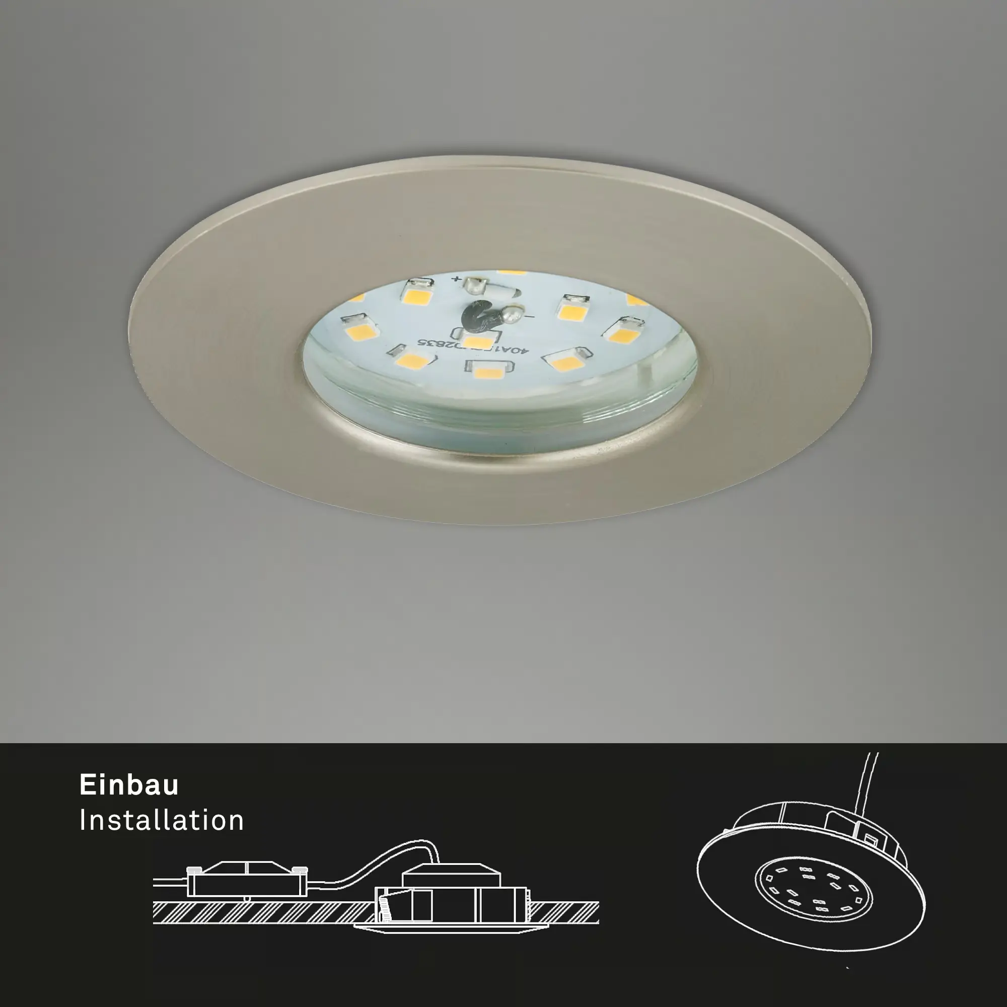 Briloner 3er Set LED Einbauleuchten Attach nickel-matt Ø 7,5 cm