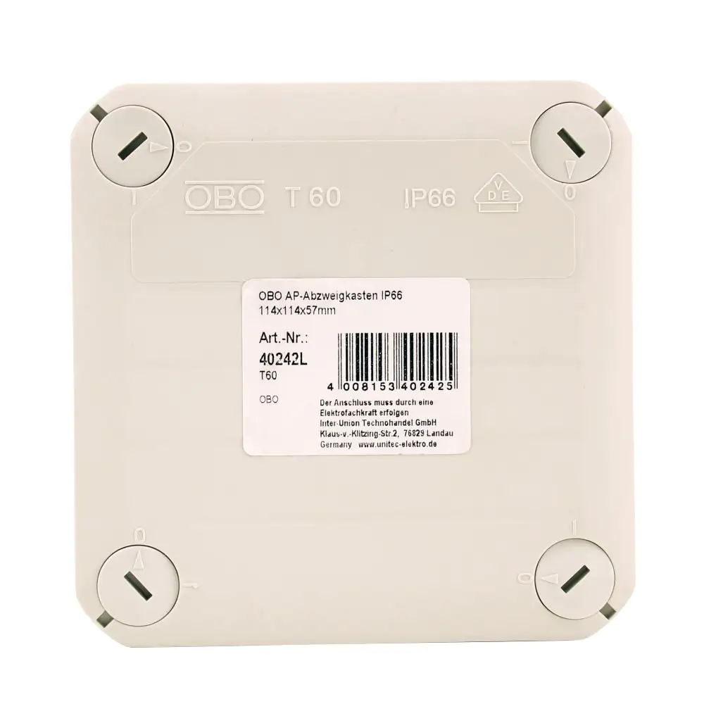 OBO Aufputz-Abzweigkasten 3-fach CD500, IP66 114x114x57mm grau