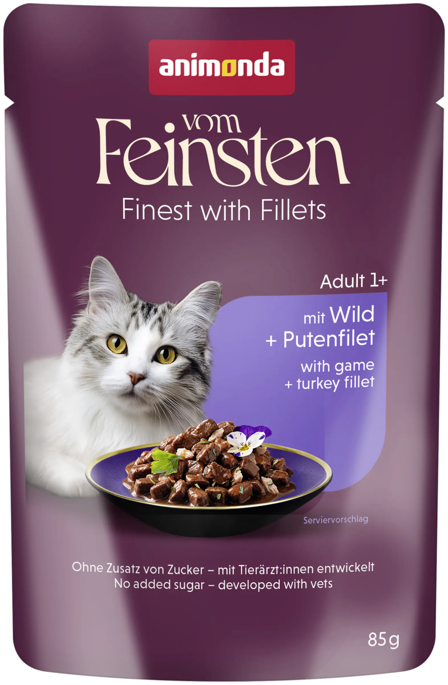 Animonda vom Feinsten Feines mit Filets Katzennassfutter Adult getreidefrei 85 g Wild & Putenfilet