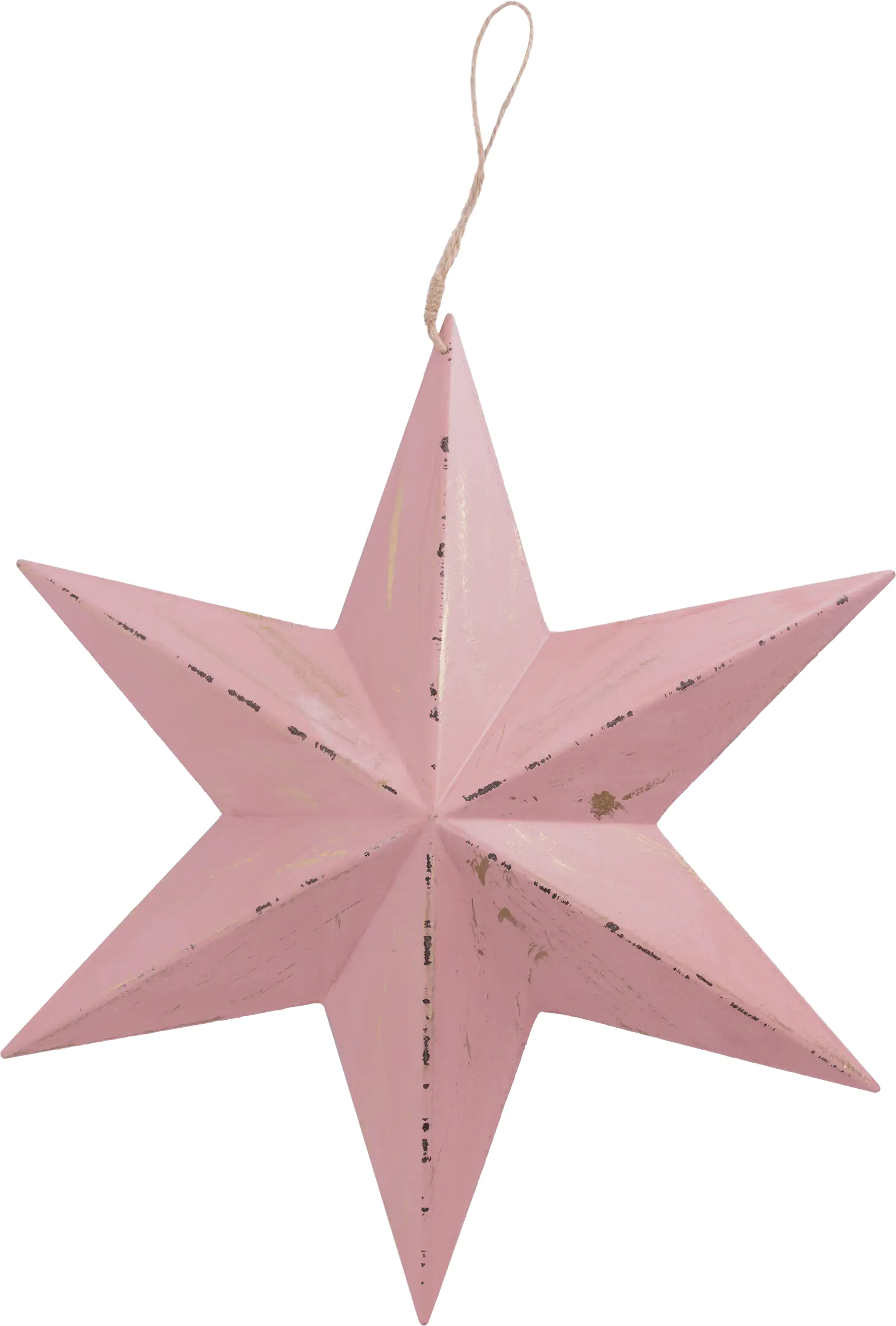 TrendLine Weihnachtsaufhänger Holz Stern 40 x 35 cm rosa