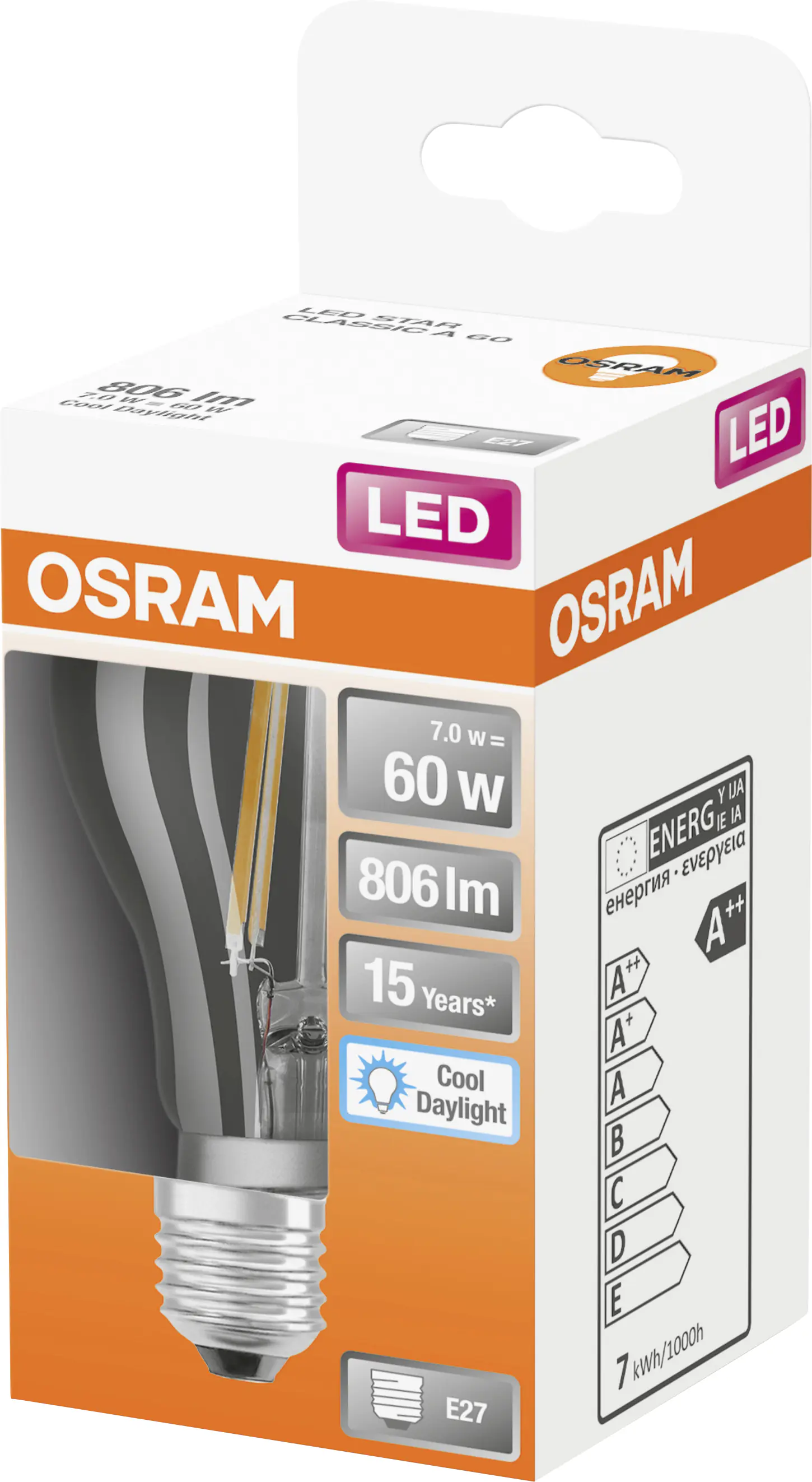 Osram LED Leuchtmittel Star Classic A 60 E27 7W kaltweiß, klar