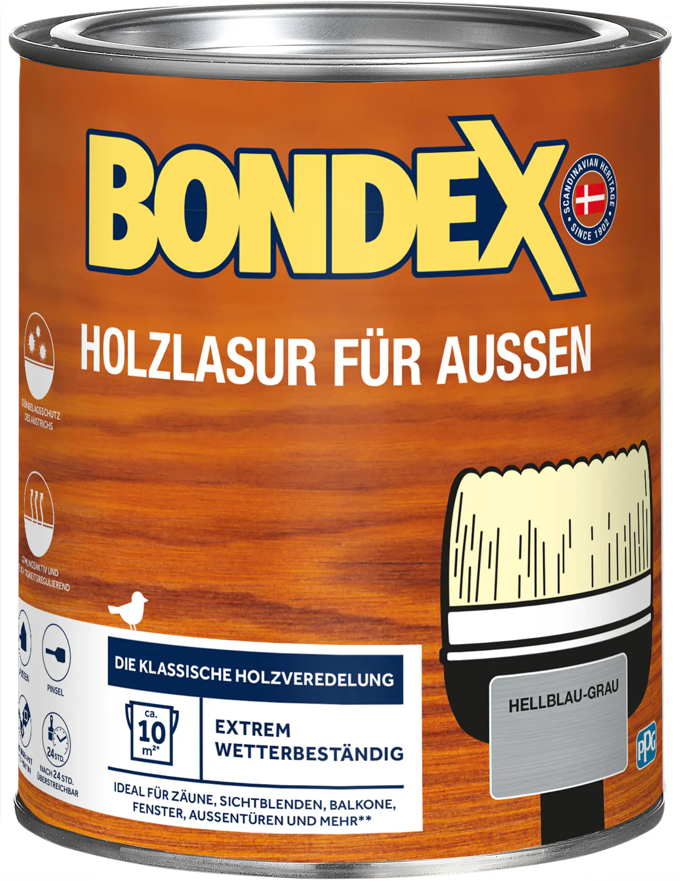 Bondex Holzlasur für Außen 750 ml hellgrau