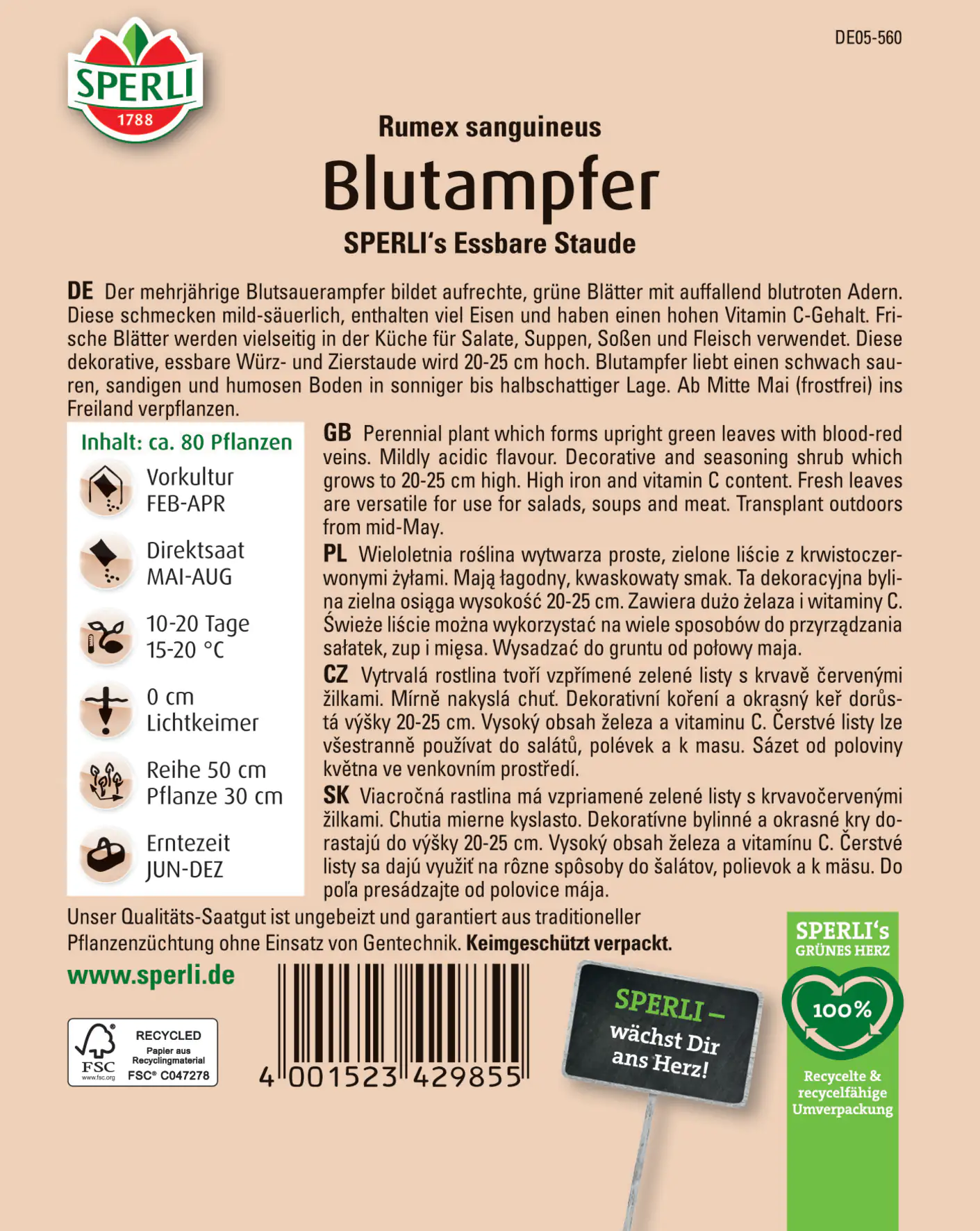 Sperli Blutampfer Sperli 's Essbare Staude