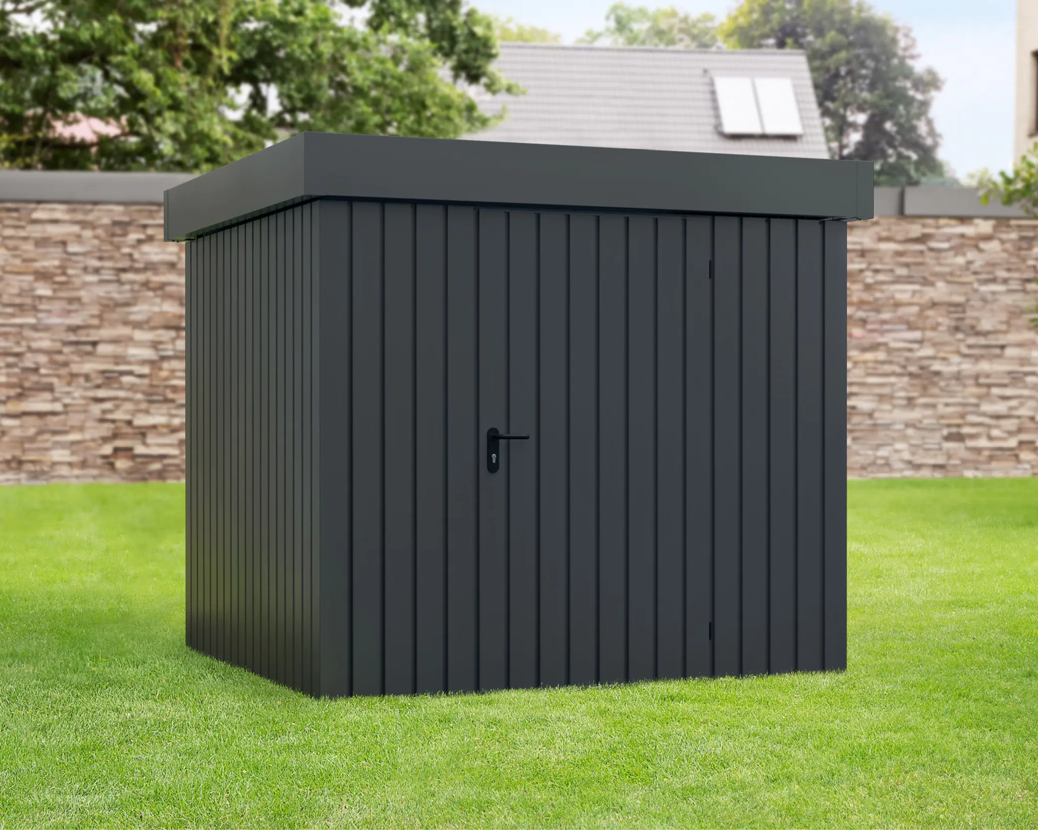 EcoStar Metallgerätehaus Euroline EFD5 anthrazit 214 x 214 cm 1-flg.