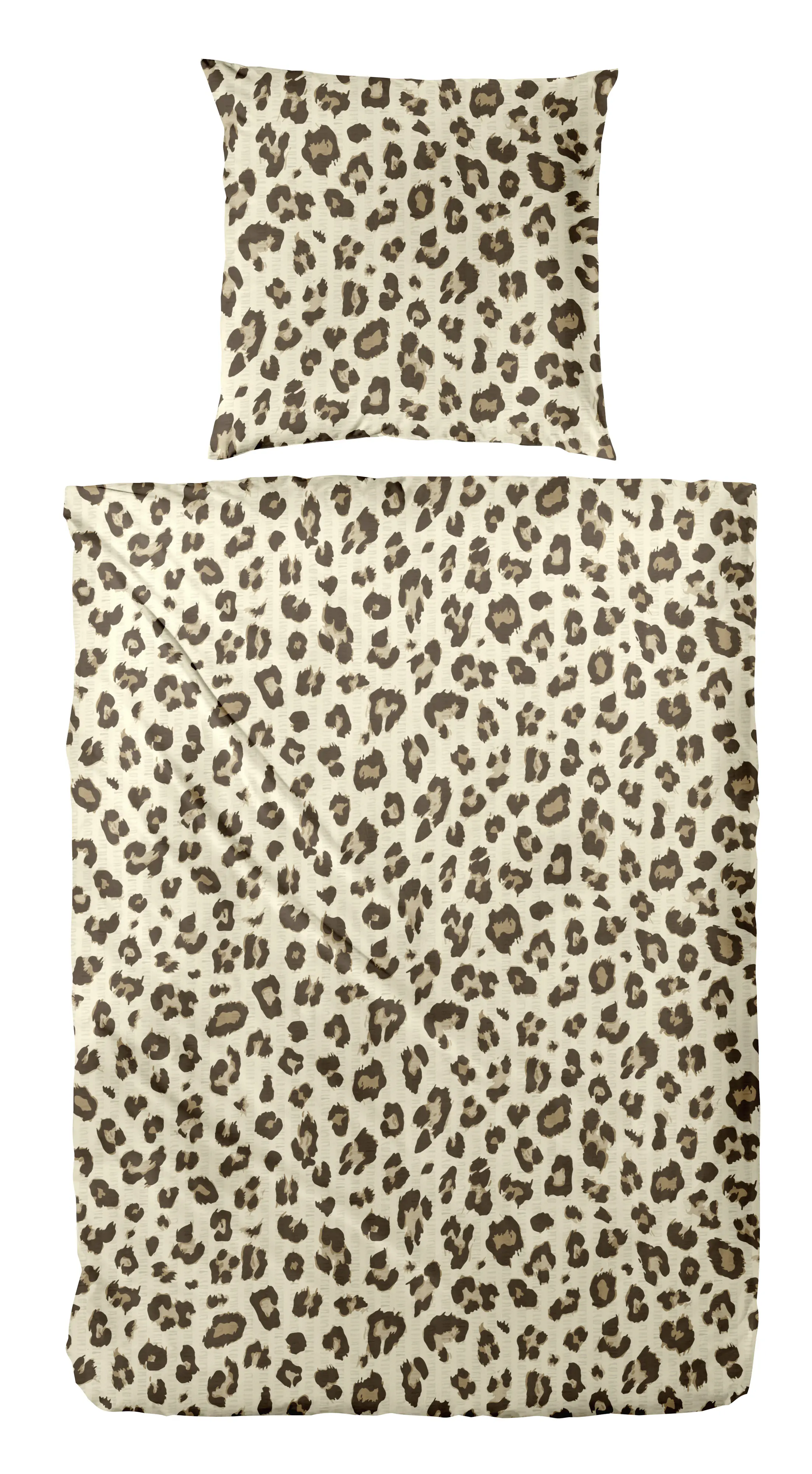 Bettwäsche Soft-Seersucker Leopard braun-beige 135 x 200 cm