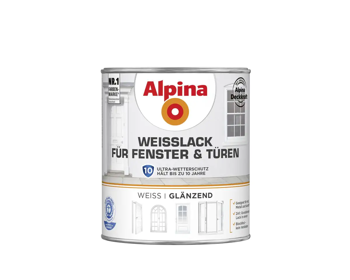 Alpina Weißlack für Fenster & Türen 750 ml weiß glänzend