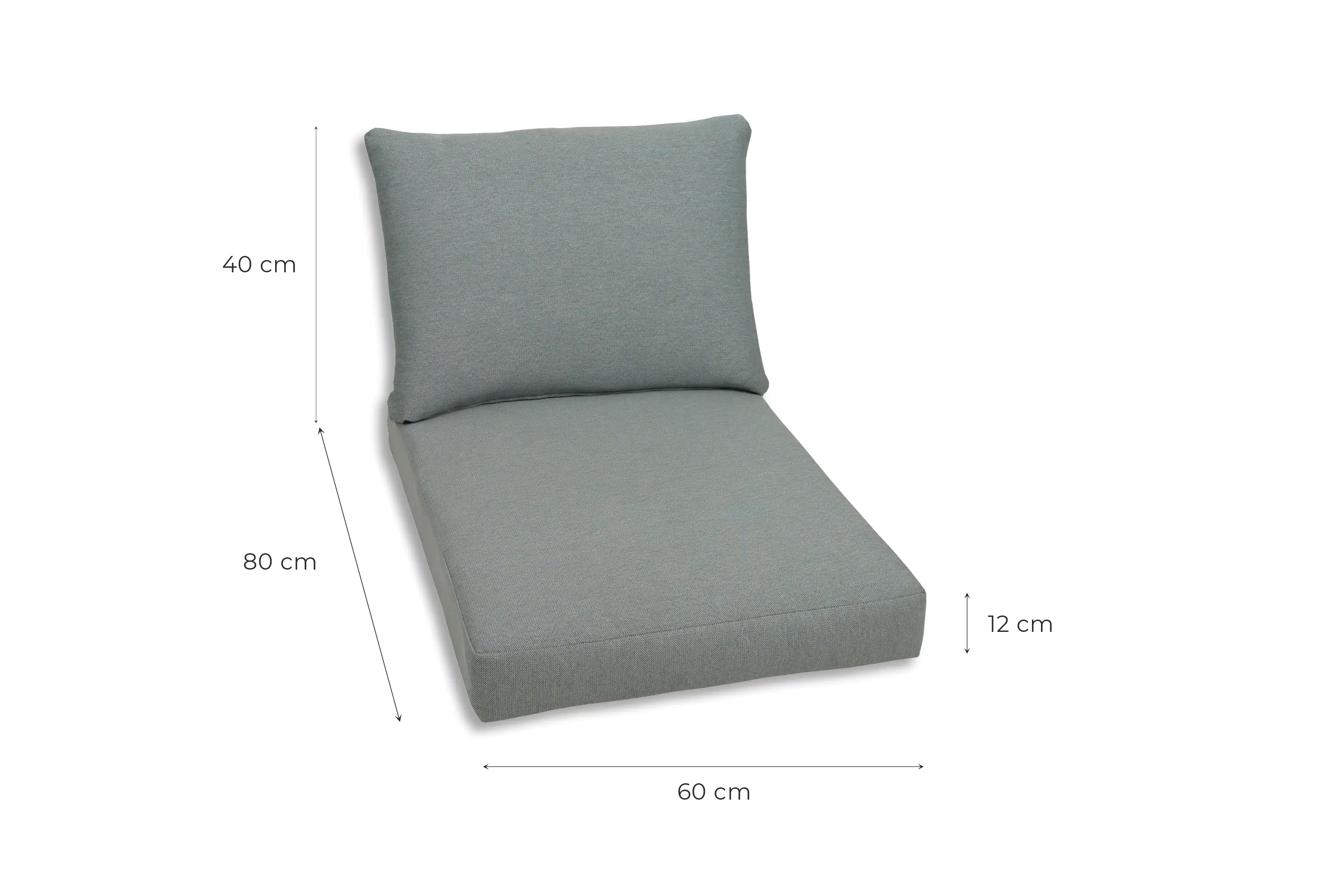 GO-DE Loungekissen-Set 80 x 60 x 12 cm, grau