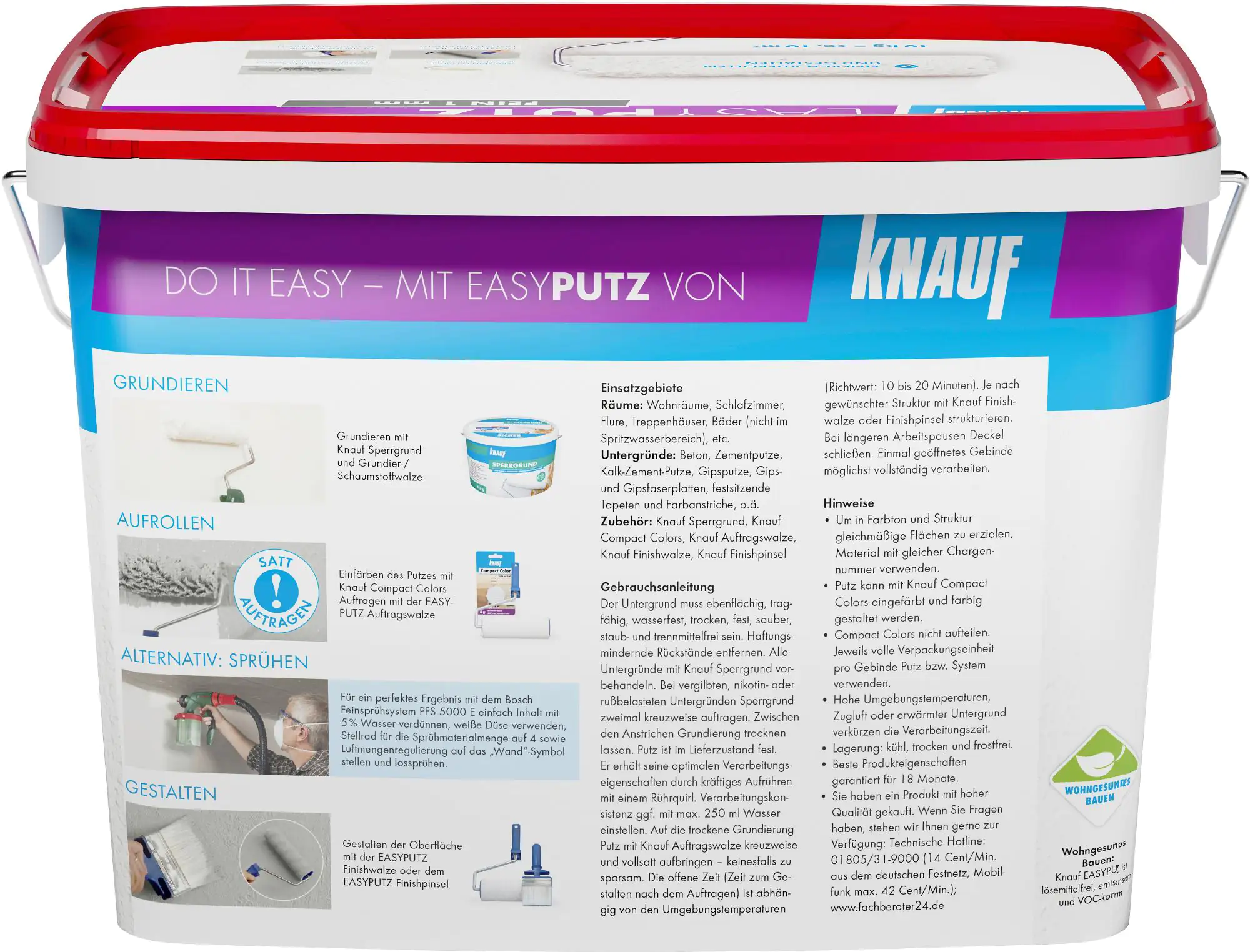 Knauf EasyPutz Streichputz 10 kg 1 mm fein schneeweiß