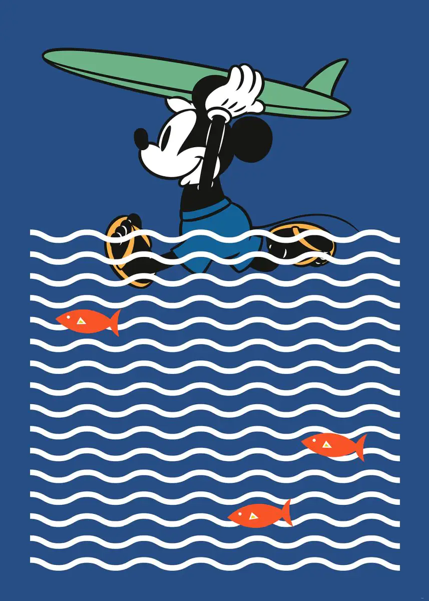 Komar Vlies Fototapete Mickey gone Surfin' 200 x 280 cm 