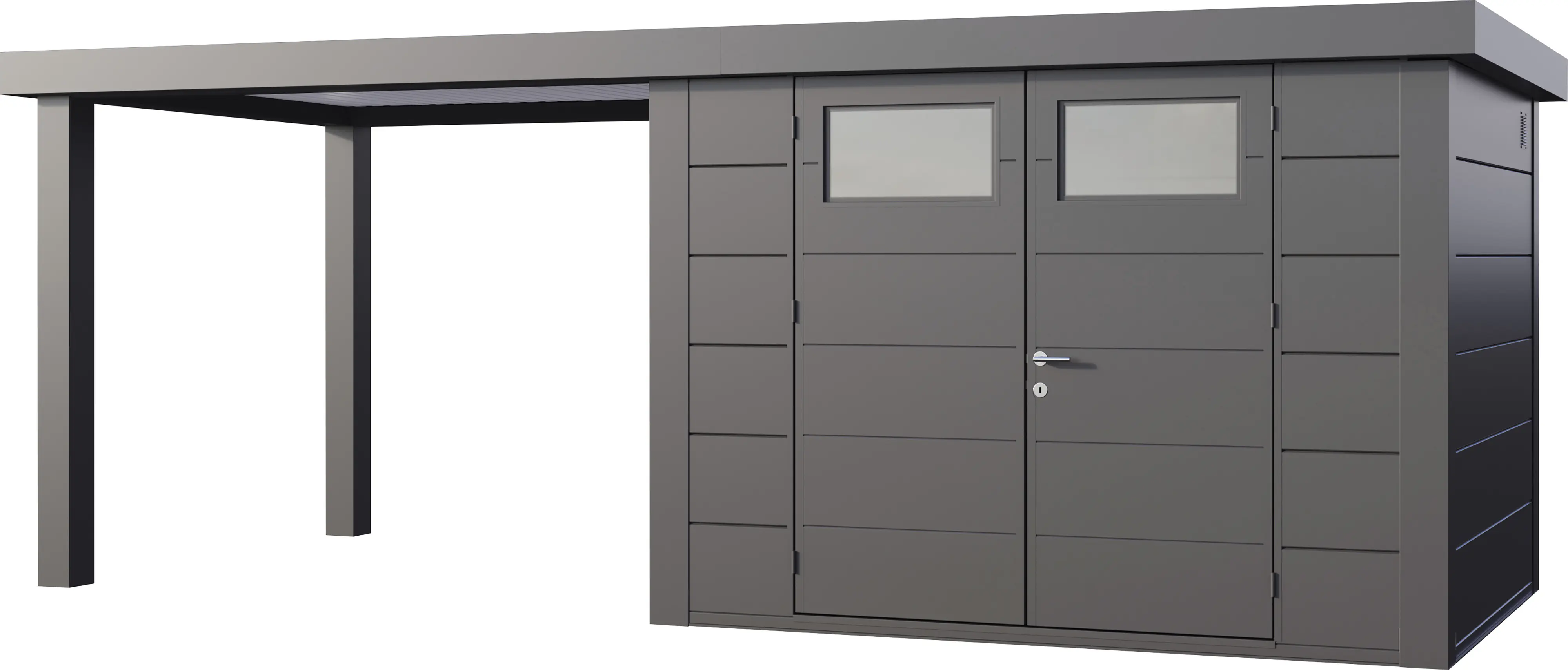 Telluria Gerätehaus Classico Open Lounge L 3024 links granitgrau 582 x 238 cm