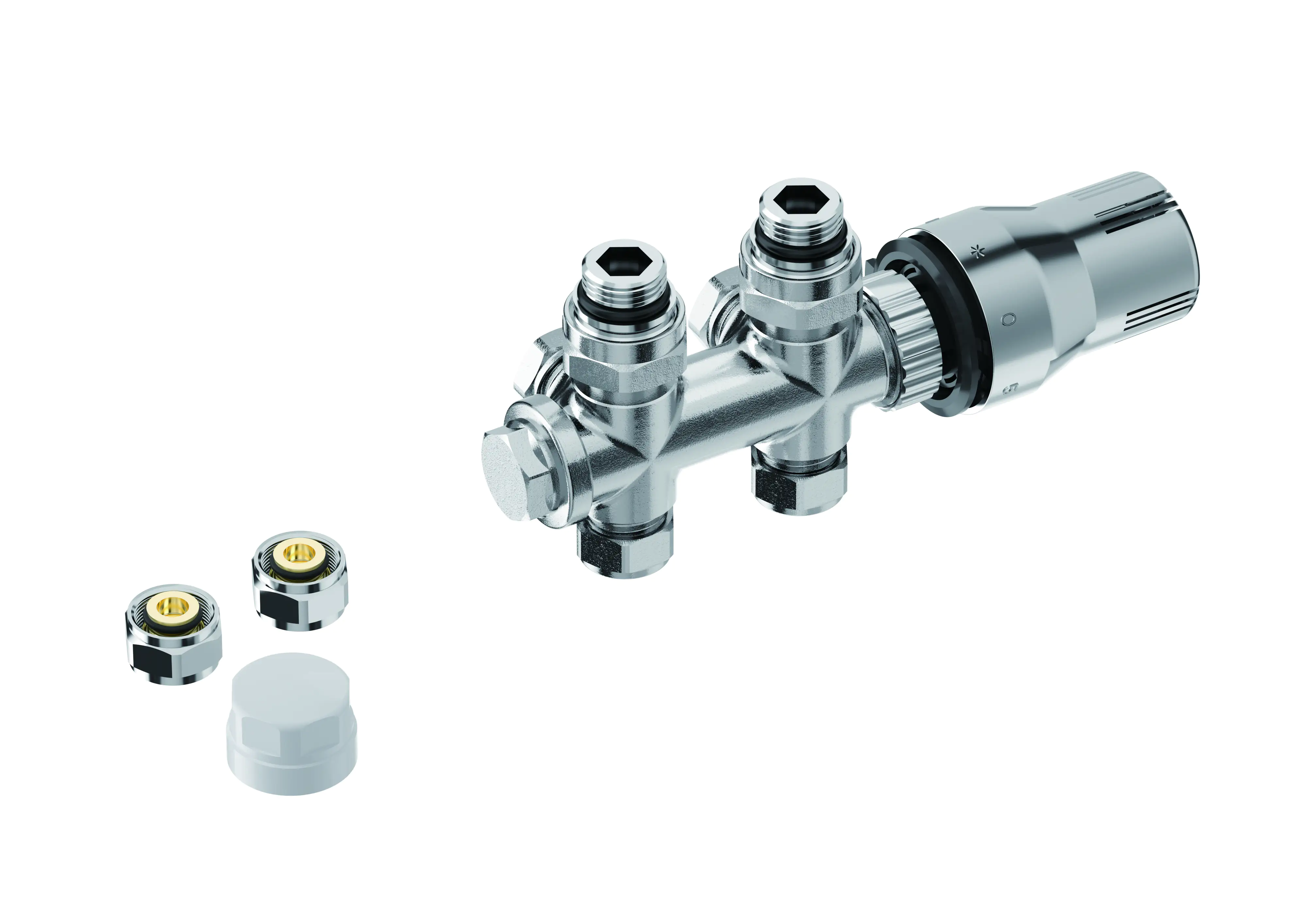 Heizkörperventilblocksatz Vario chrom
