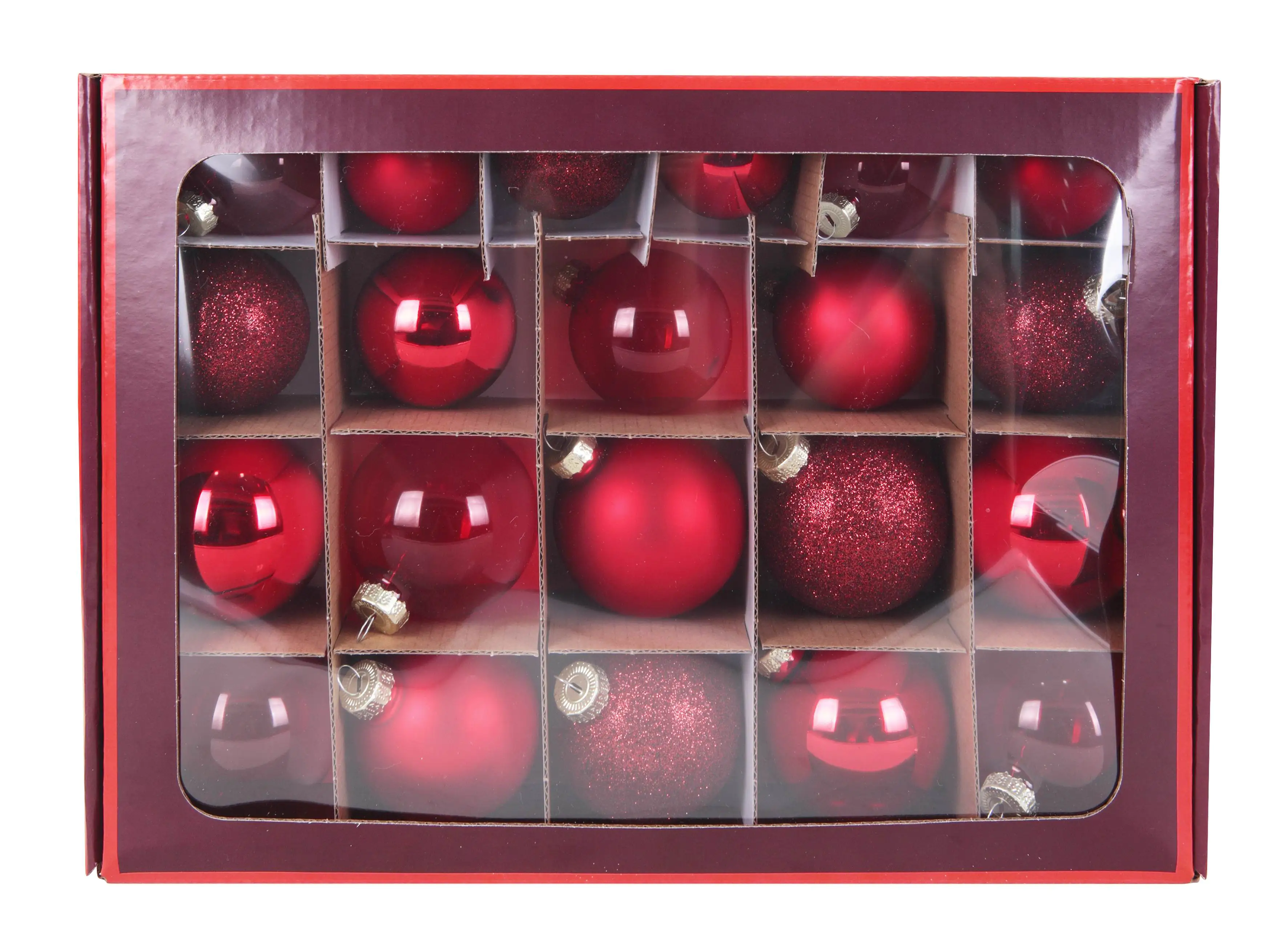 TrendLine Weihnachtskugeln aus Glas Ø 5/ 5,7/ 6,7 cm rot 42 Stück