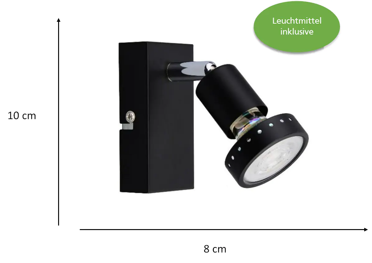 Primaster LED-Wandlampe 1er Spot Chicago GU10 10 x 8 cm schwarz