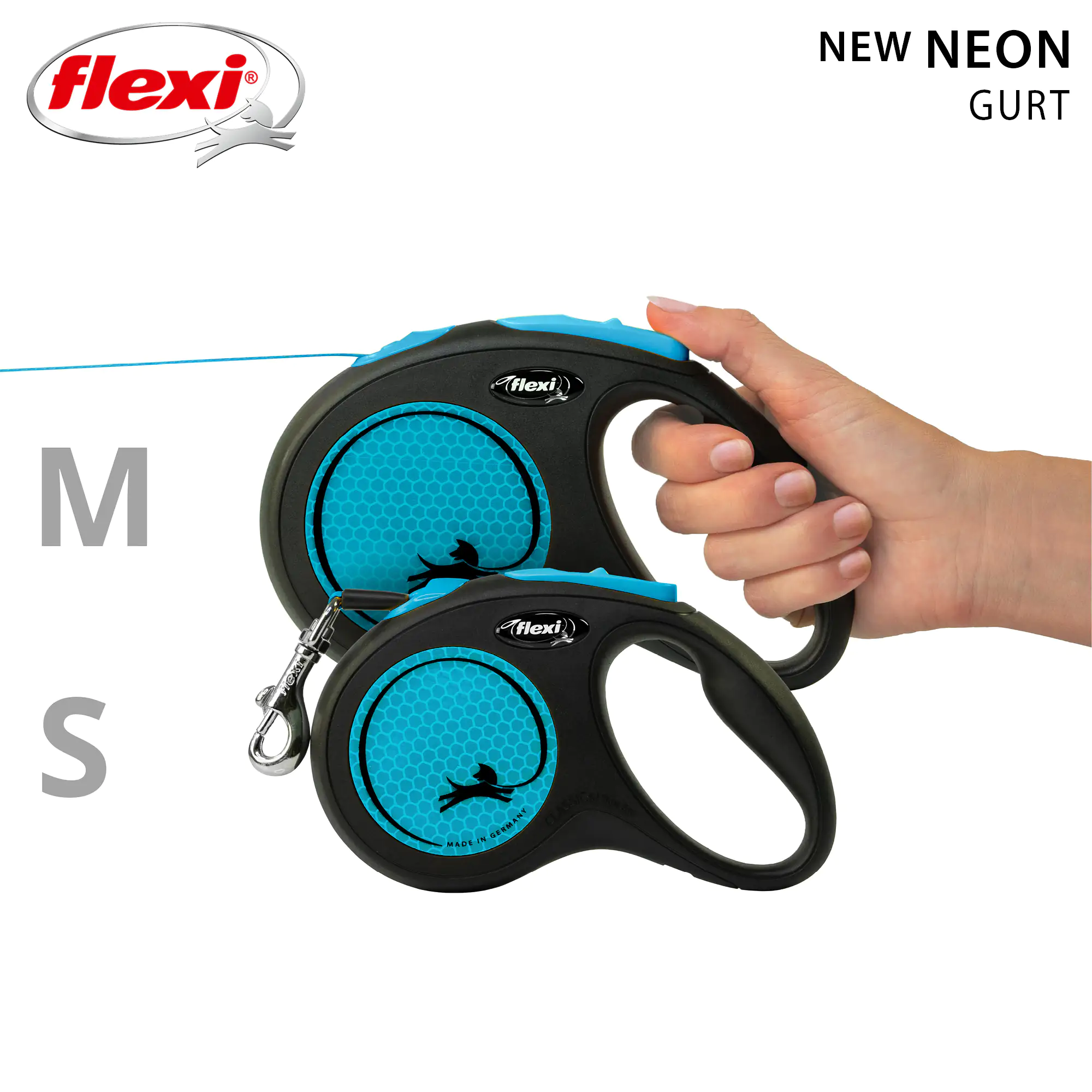 Flexi Hundeleine New Neon Gurt M neonblau
