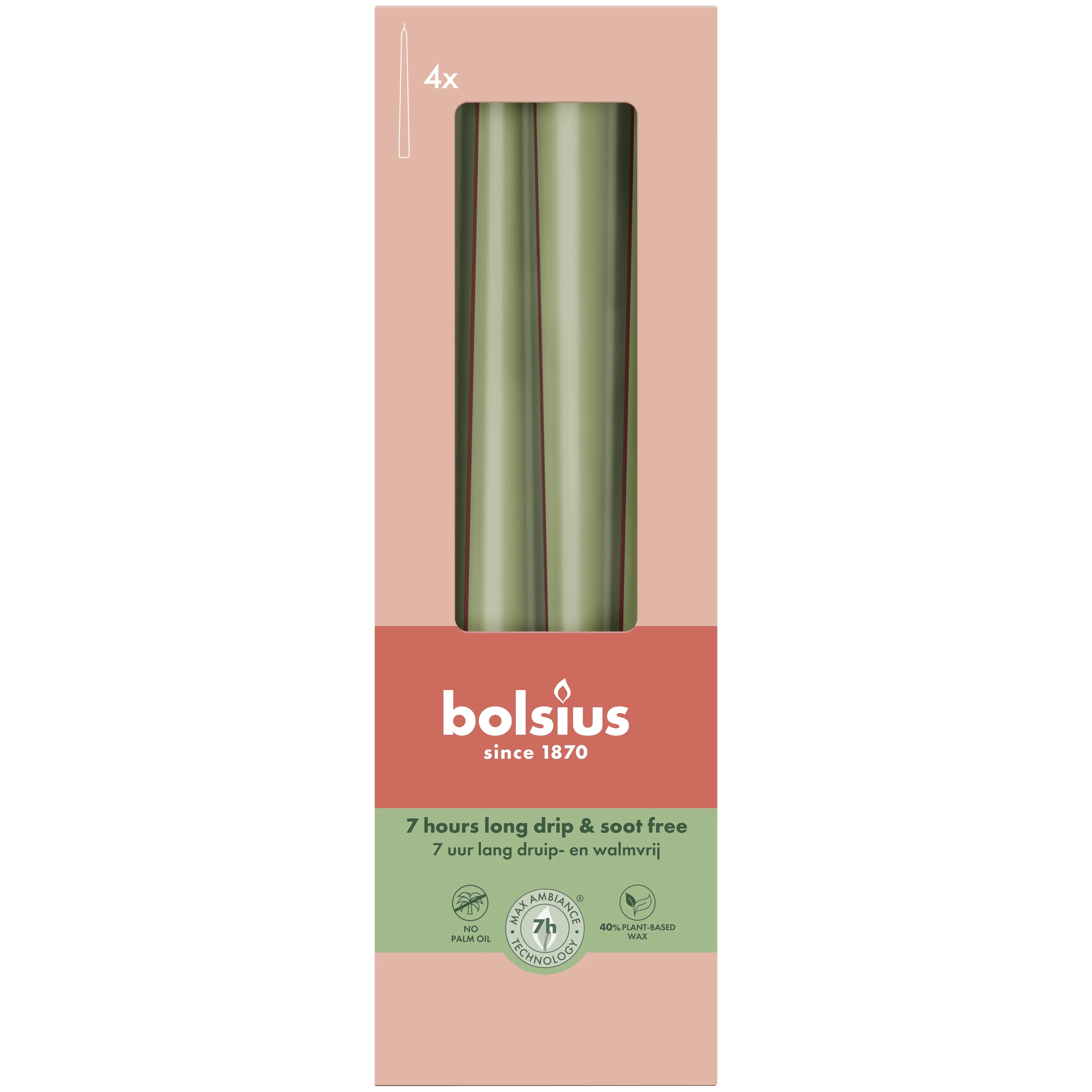 Bolsius Spitzkerzen olive 24,5 cm Ø 2,4 cm 4 Stück