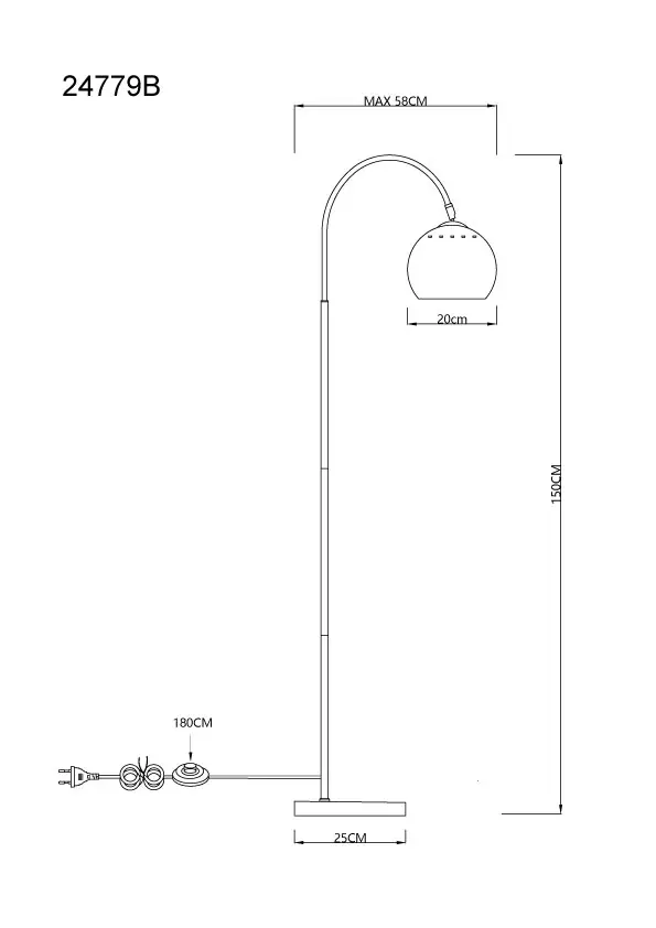 Globo Stehleuchte Benno 150 cm schwarz