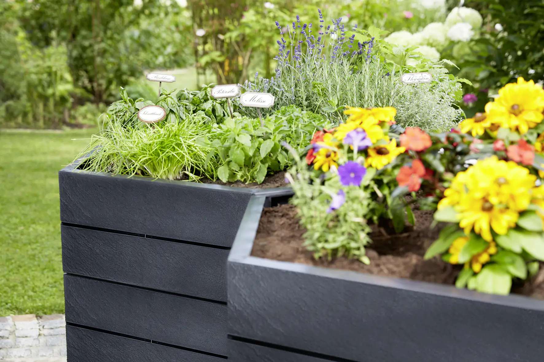 Garantia Hochbeet Ergo XL 75 125 x 145 x 75 cm, stone, Flora Wassersystem
