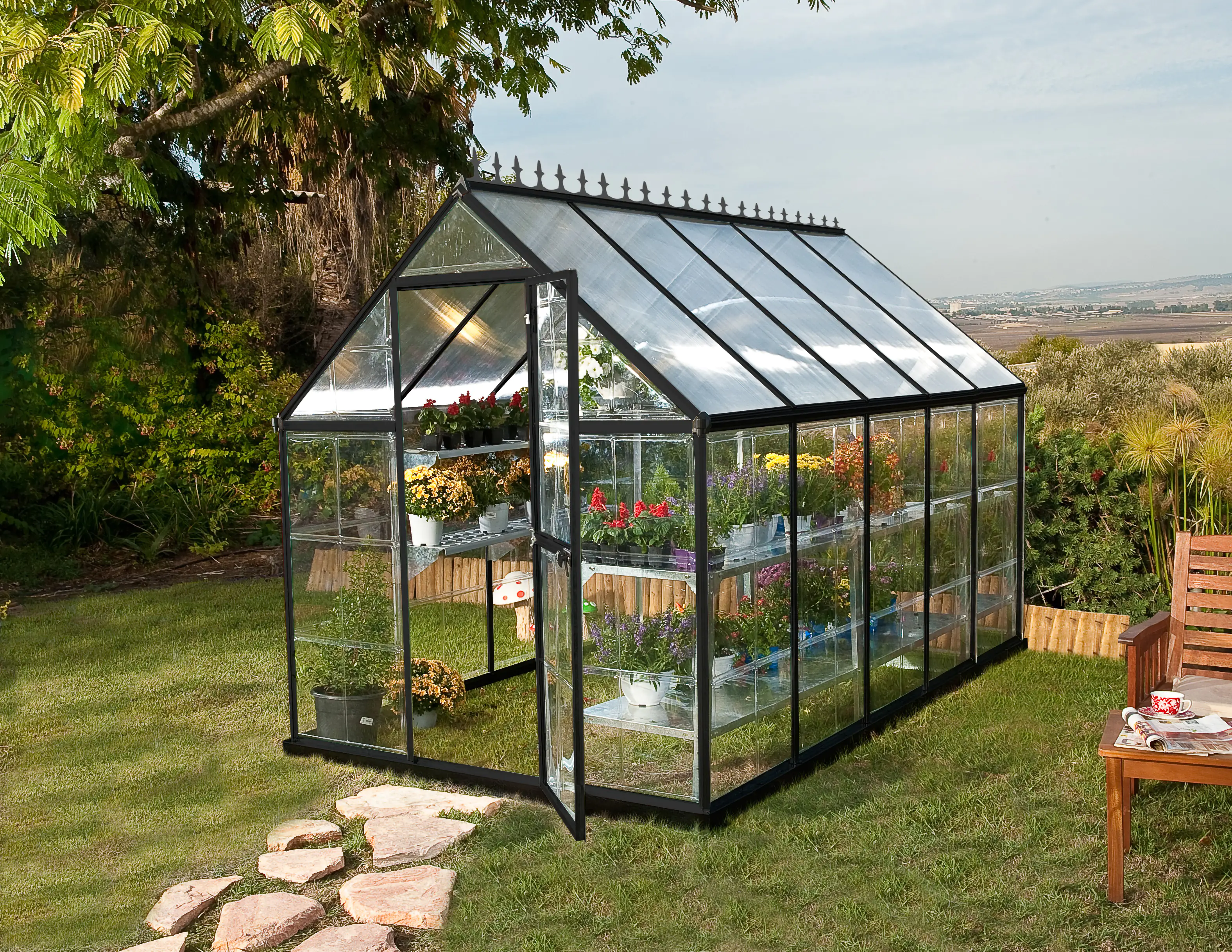 Canopia Gewächshaus Hybrid 6x10 anthrazit 185 x 306 x 208 cm