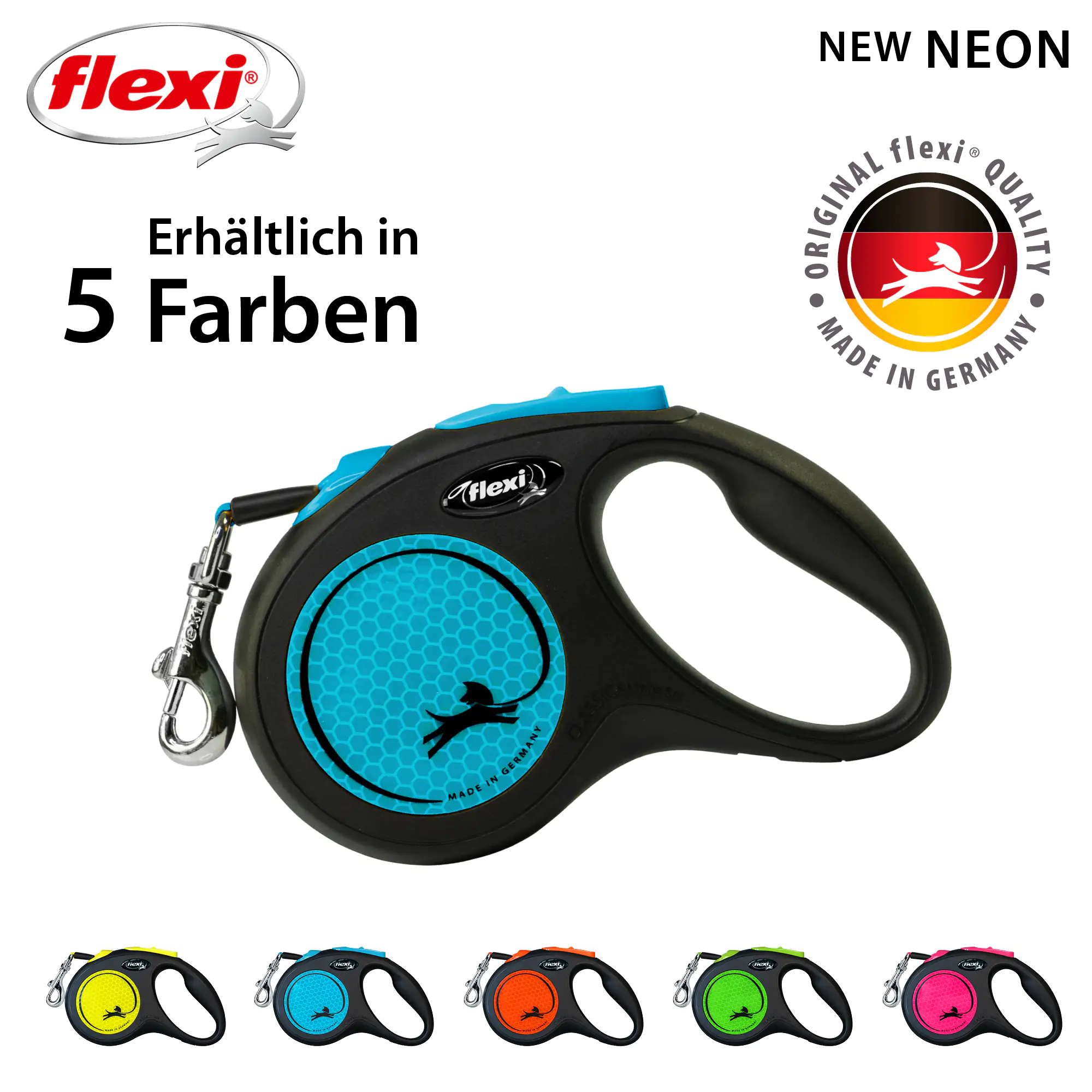 Flexi Hundeleine New Neon Gurt S neonblau