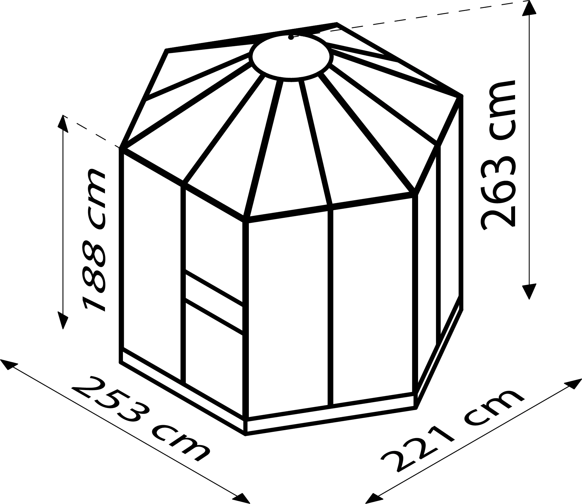 Vitavia Gewächshaus Juno 4500 253 x 221 cm 3 mm ESG