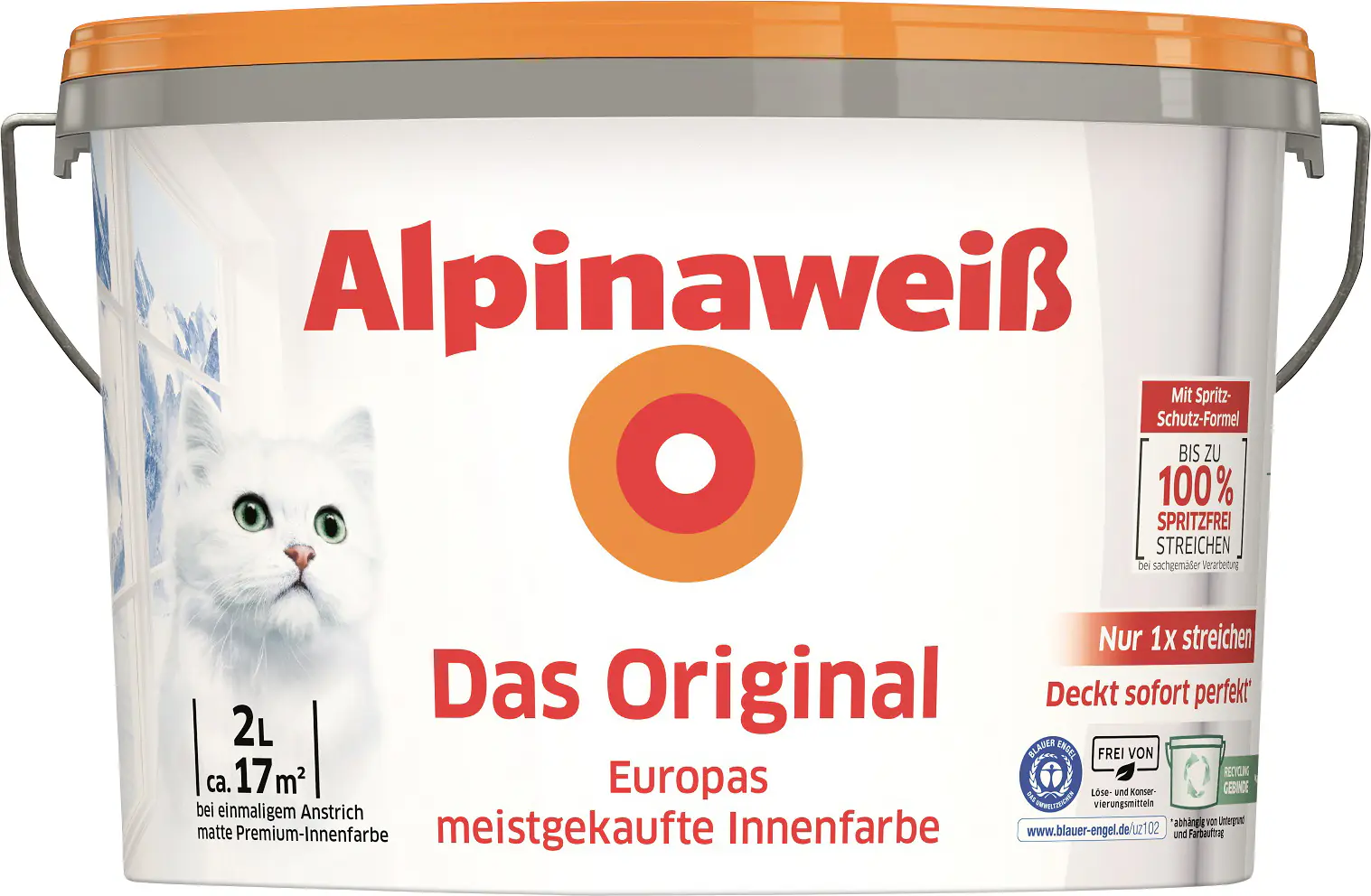 Alpinaweiß Das Original Wandfarbe 2 L weiß matt