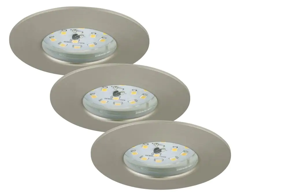 Briloner 3er Set LED Einbauleuchten Attach nickel-matt Ø 7,5 cm