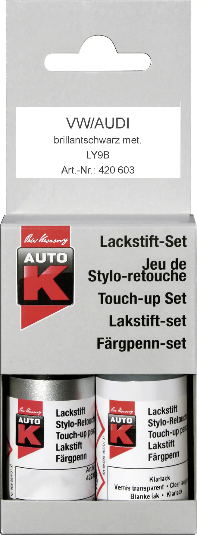 Auto-K Lackstift VW Brilliantschwarz met. LY9B 2x 9ml