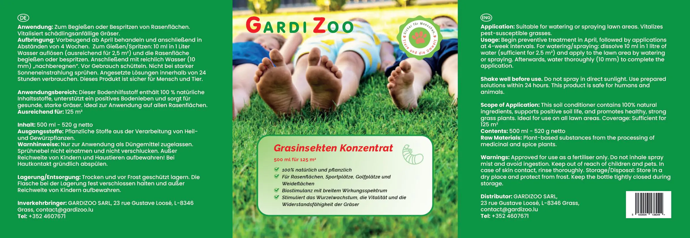 GardiZoo Grasinsekten-Konzentrat 500 ml wehrt Grasmilben und Zecken ab