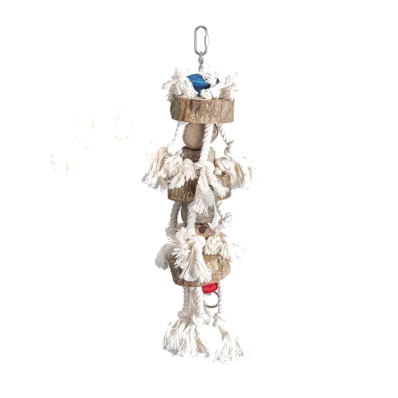 Ollesch Vogelspielzeug 42 cm Holz mit Seilen natur