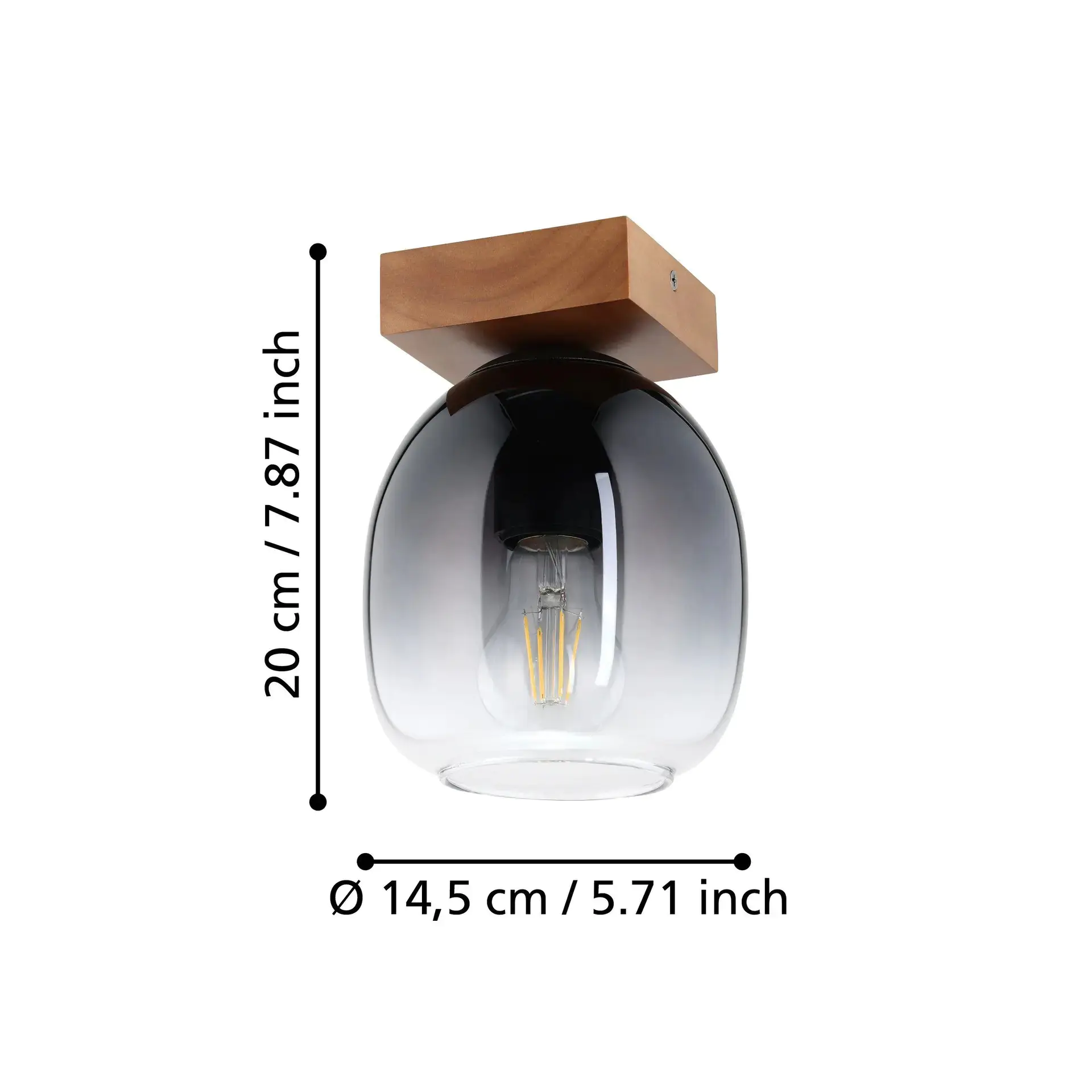 Eglo Deckenleuchte Filago schwarz-holz Ø 14,5 cm