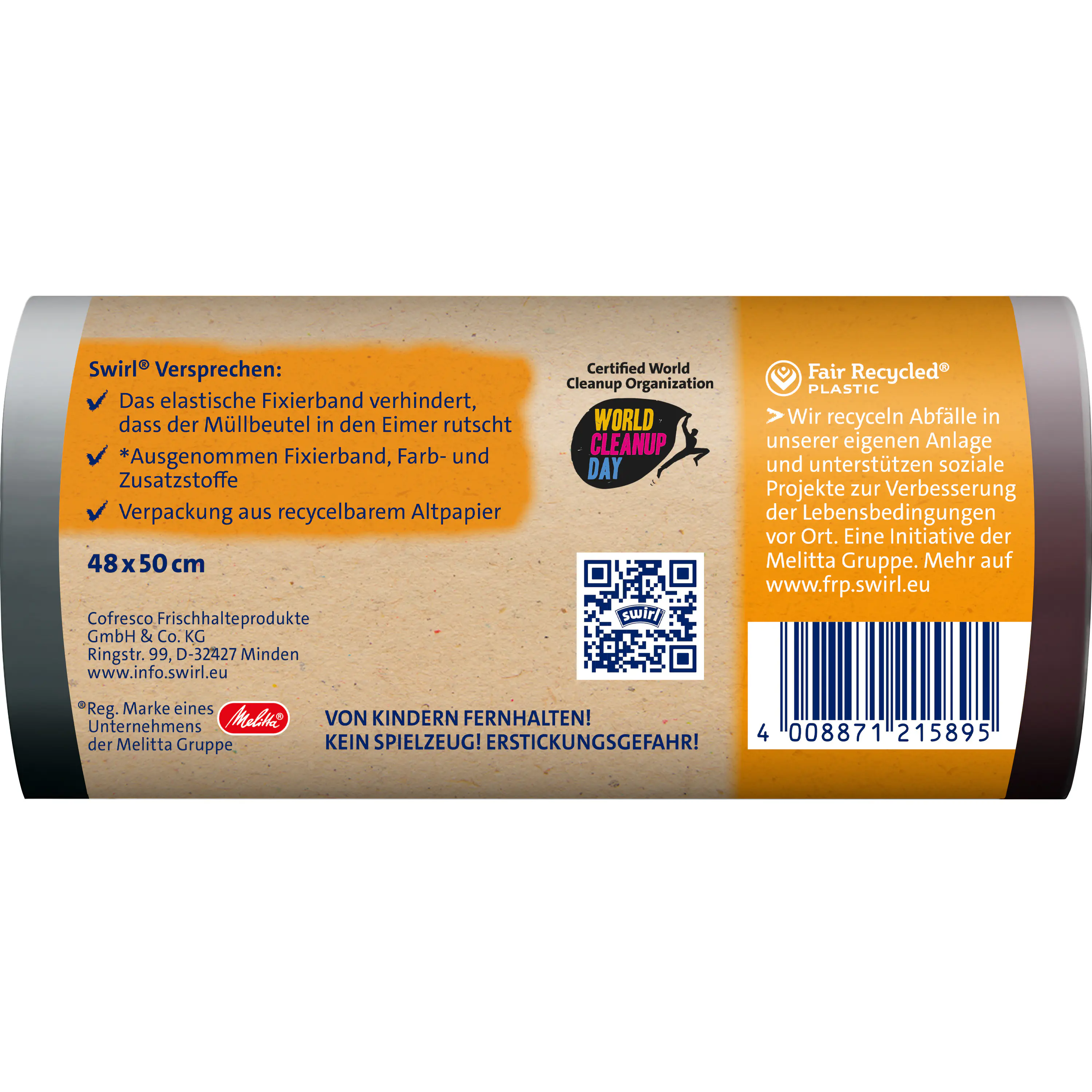 Swirl® Fixierband-Müllbeutel 20 L Reißfest & Dicht