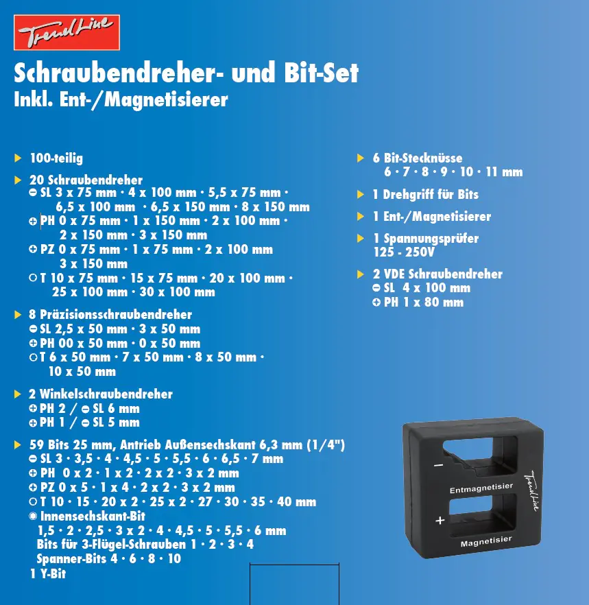 TrendLine Schraubendreher-Bit-Set 100-teilig