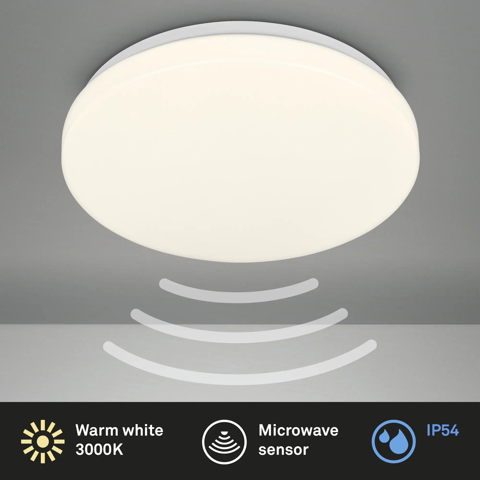 Briloner LED-Deckenleuchte Walk mit Bewegungsmelder Ø 27 x 6,5 cm warmweiß weiß