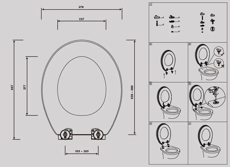 Primaster WC-Sitz mit Absenkautomatik Betonoptik dunkelgrau