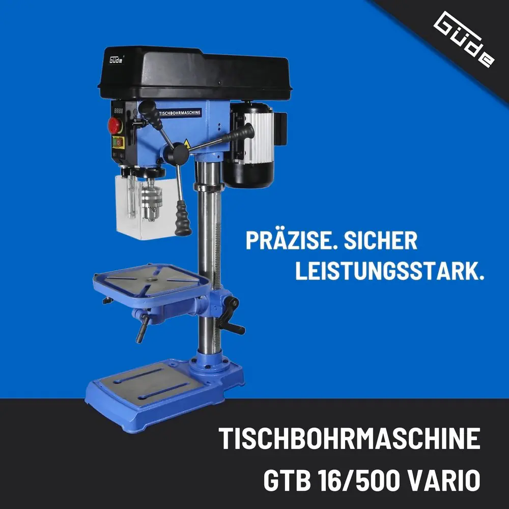 Güde Tischbohrmaschine GTB 16/500 Vario 500 W Digitaldisplay Laser