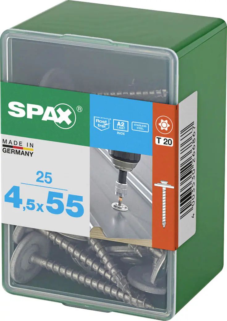 Spax Spenglerschrauben 4,5 x 55 mm T20 Vollgewinde - 25 Stk. 