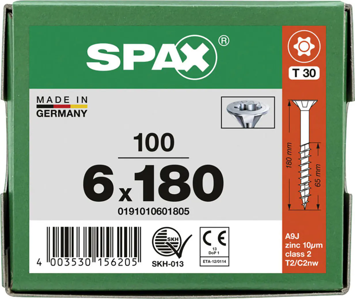 Spax Universalschrauben 6 x 180 mm T30 Teilgewinde - 100 Stk. 