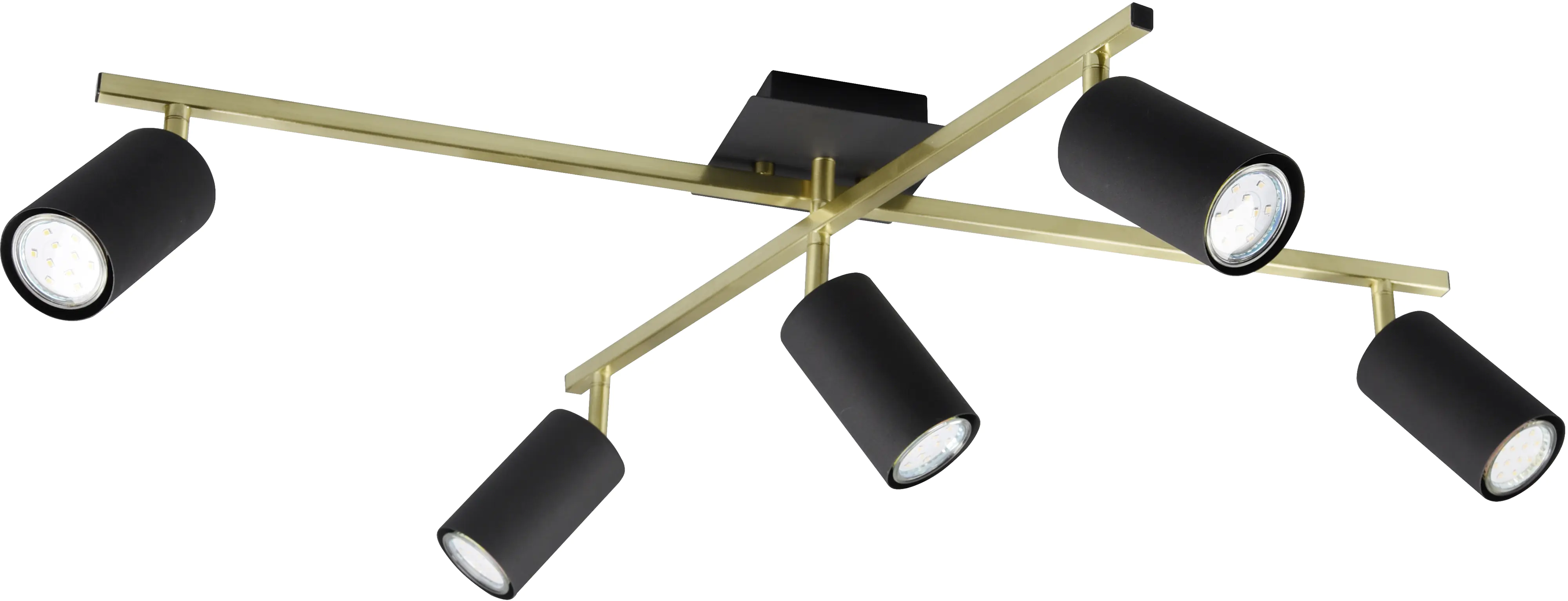 Trio Deckenstrahler 5er Spot Marley schwarz-matt-messing 77,4 x 57,4 cm GU10 35 W