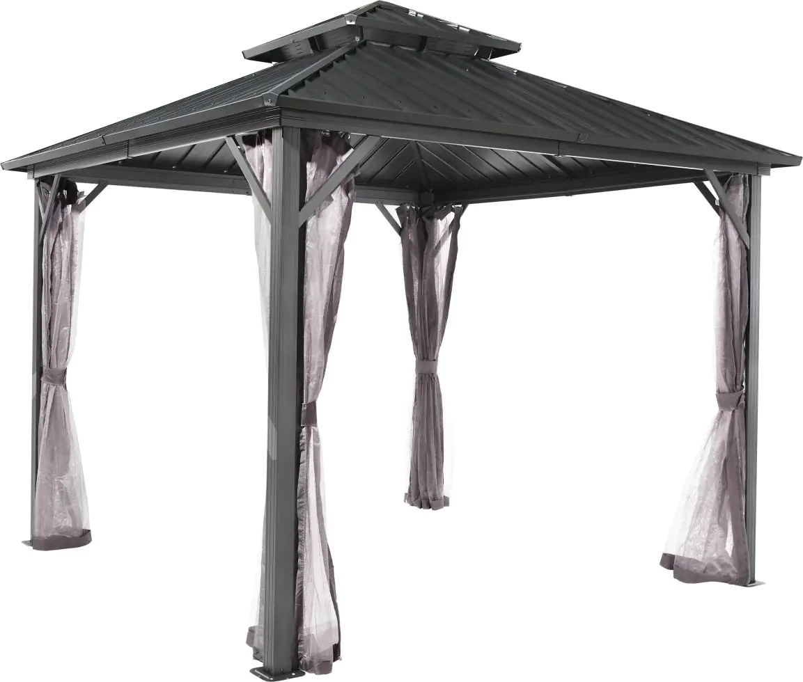 Primaster Mosquitonetze Pavillon Colossus 292 x 210 cm grau 4 Stück