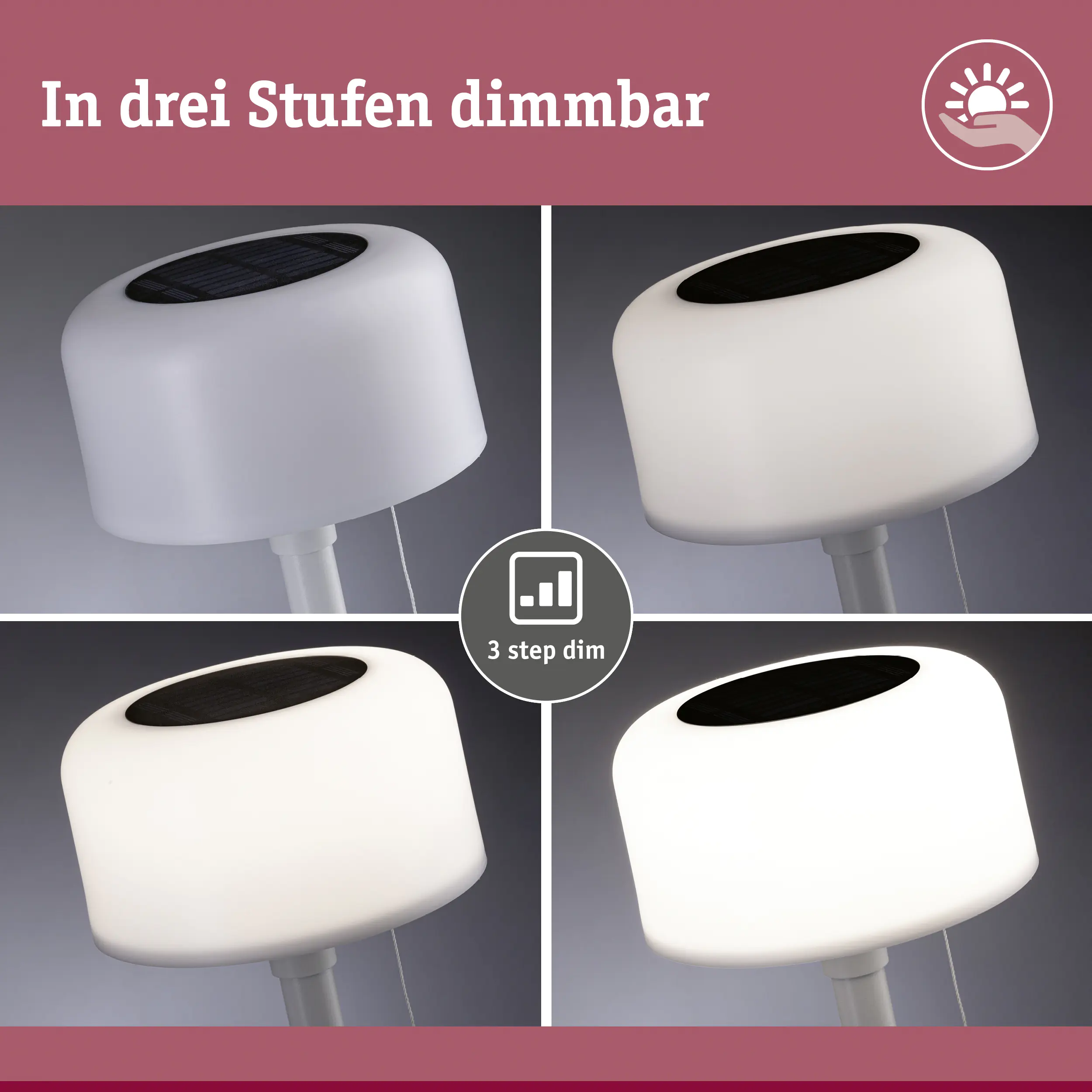 Paulmann Solar-Akku-Tischleuchte Bartja weiß 24 cm warmweiß