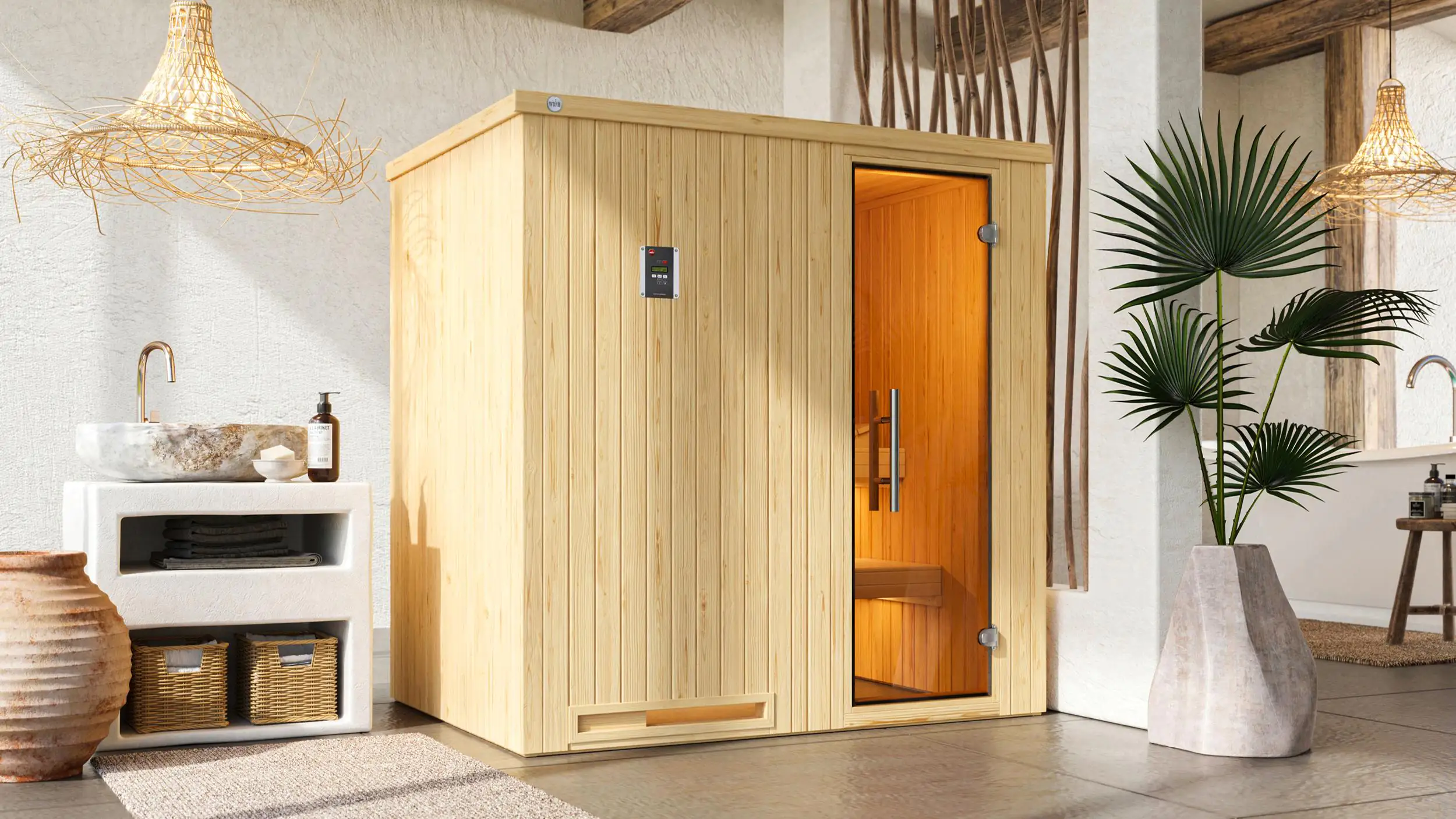 Weka Element-Sauna Halmstad 1 mit Glastür