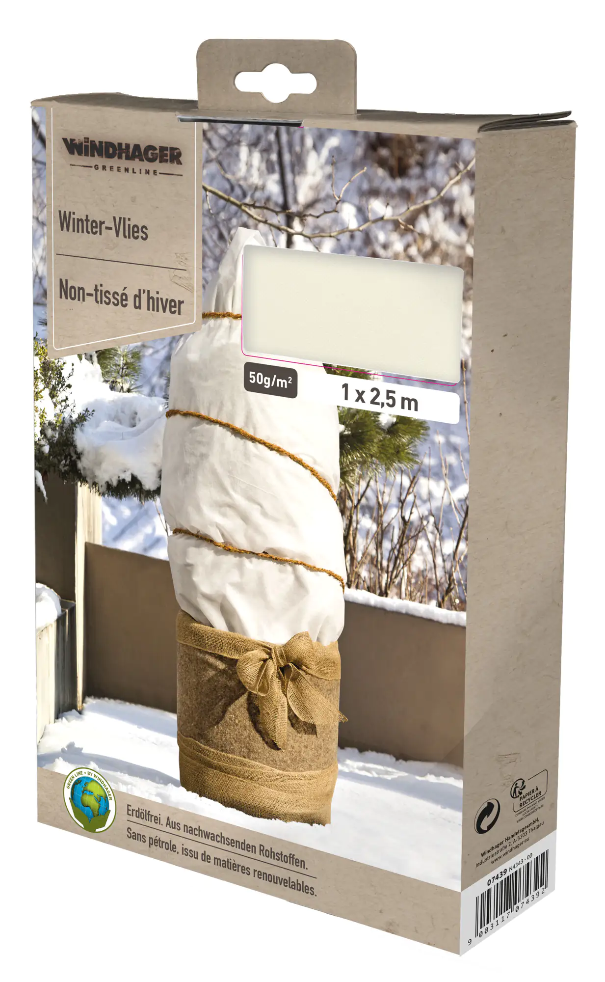 Windhager Winterschutz für Pflanzen Vlies 1 x 2,5 m weiß