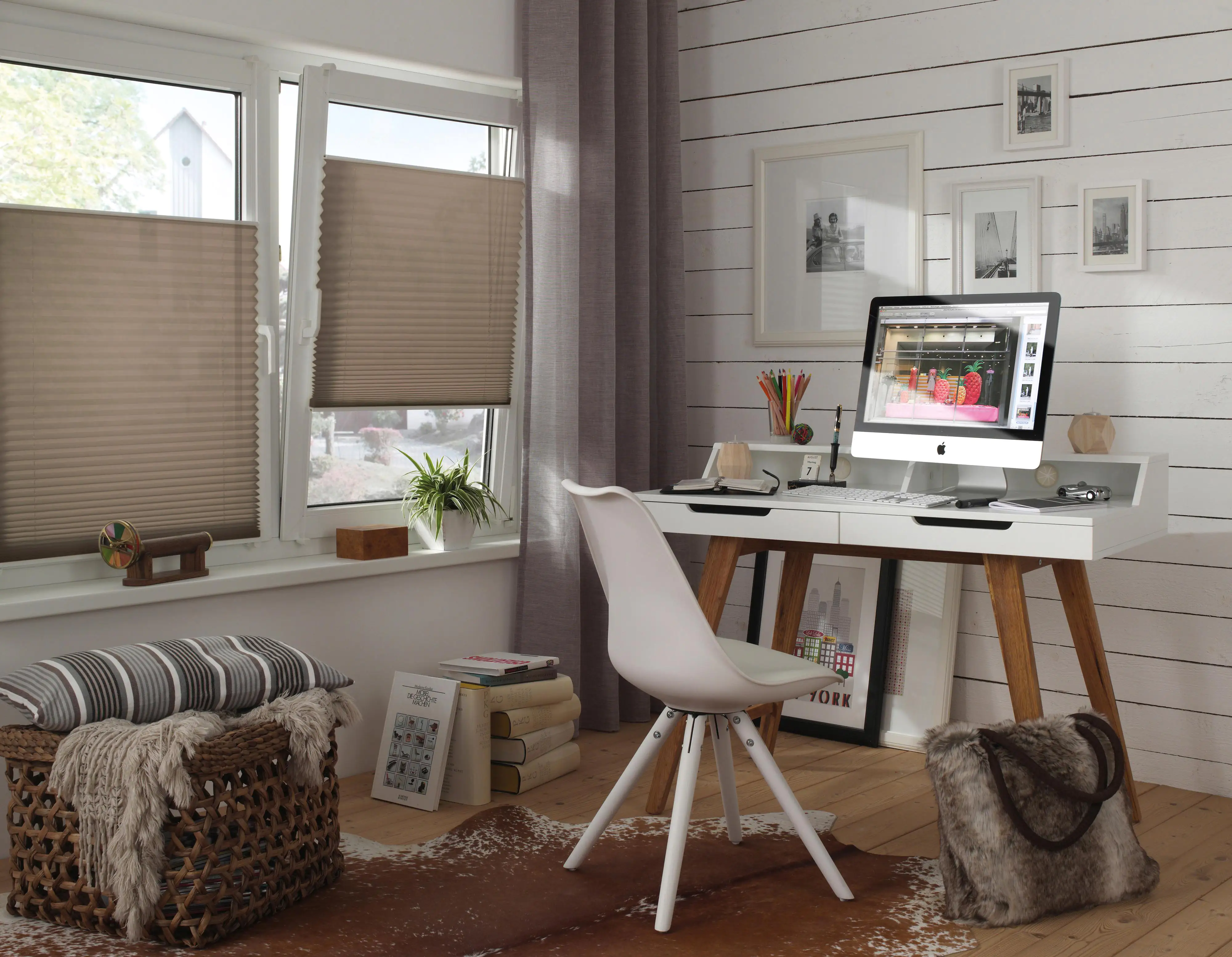 Gardinia EasyFix Plissee taupe 90 x 210 cm mit 2 Bedienschienen