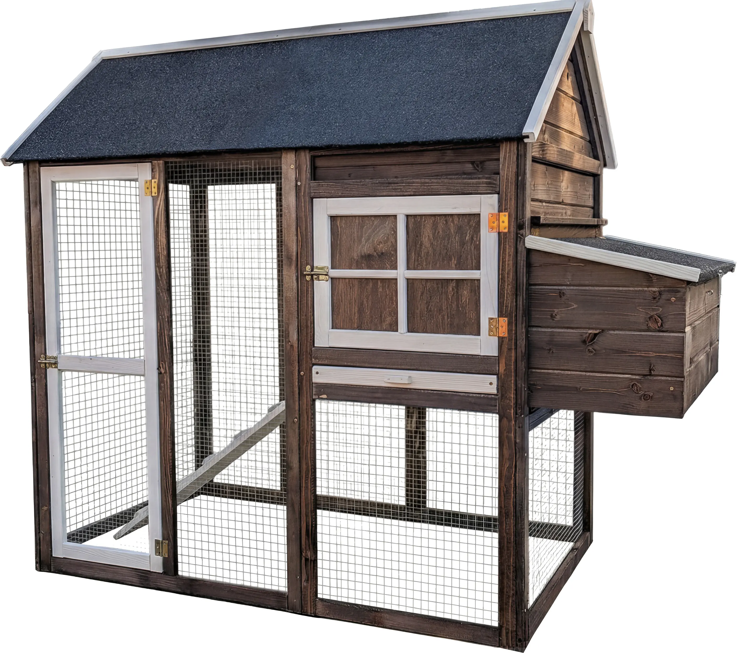 Hühnerhaus Cleo mit 148 x 189 cm Gehege & Legebox braun/anthrazit