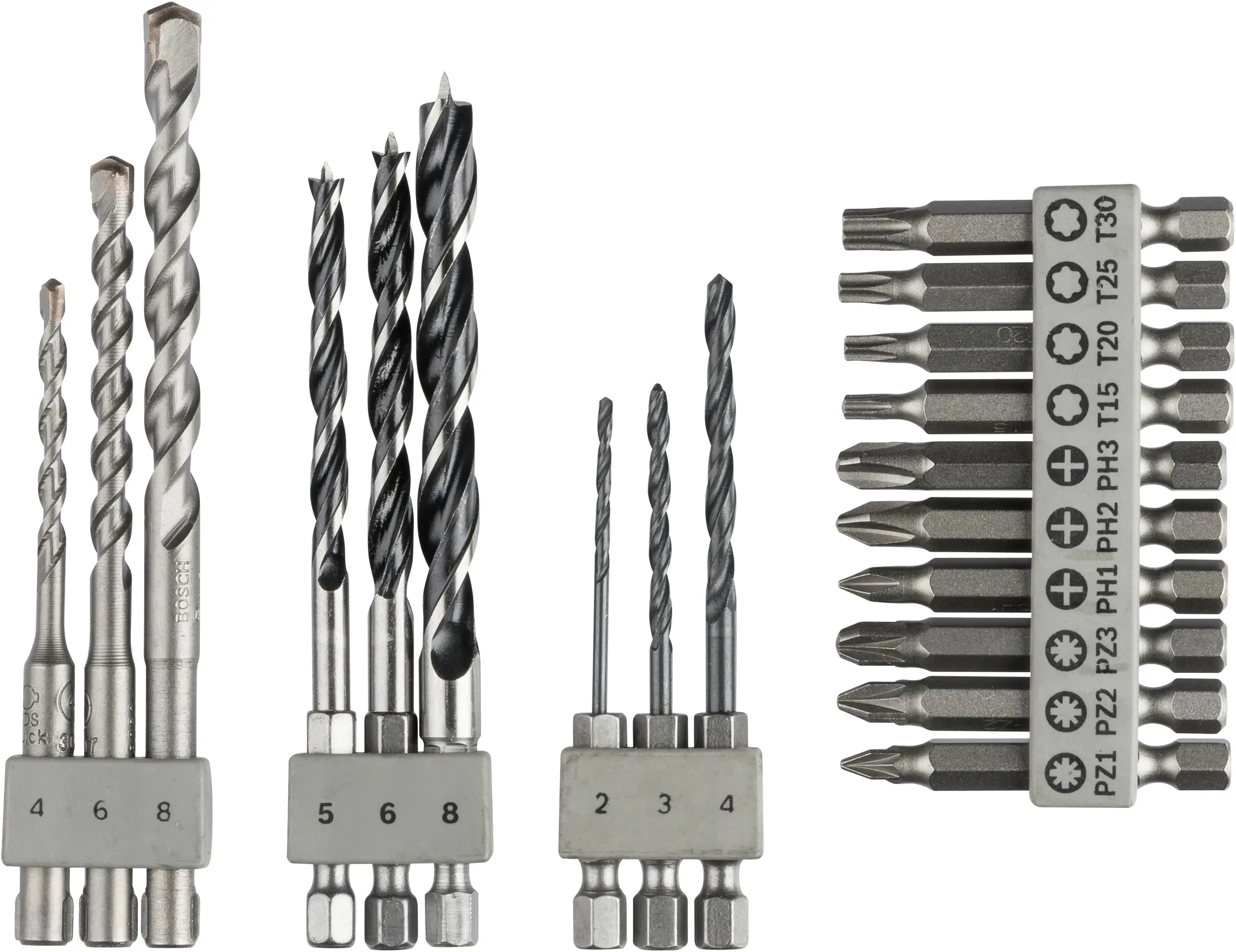 Bosch Bit-Bohrer-Set Stein / Holz / Metall 19-teilig Ø 2 -8 mm SDS Quick