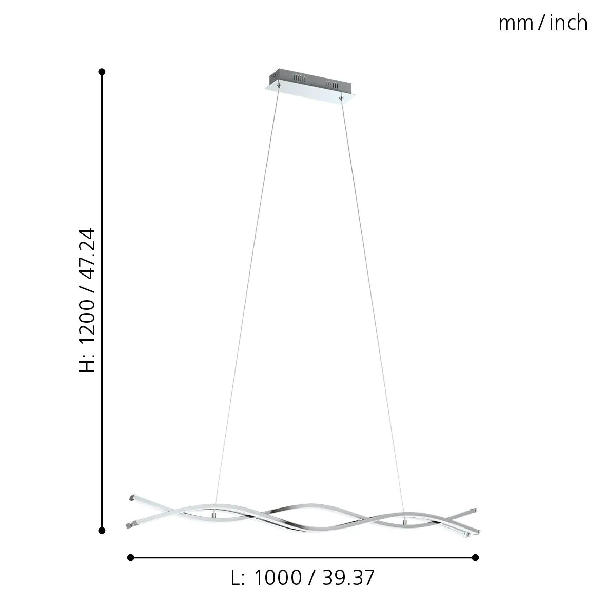 Eglo LED Pendelleuchte Lasana 2 chrom 100 x 8 cm warmweiß